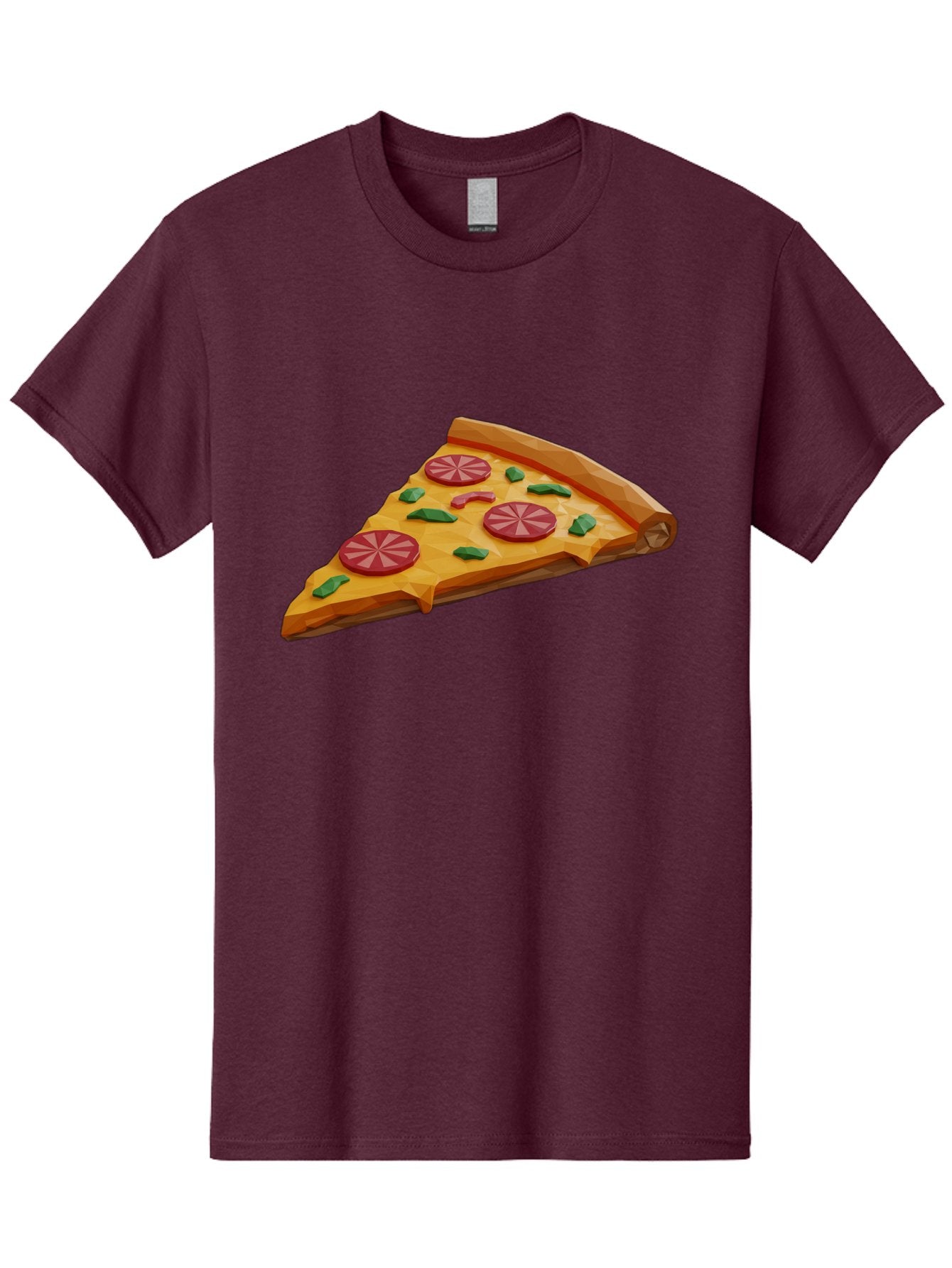 Pizza-Slice-3 Men'S Graphic Tee, 100% Cotton, Comfortable Casual Summer Wear, Machine Washable, Pizza Slice, Pepperoni, Basil Leaves, Italian Cuisine, Cheesy Goodness, Tasty Toppings, Food Graphics, Digital Illustration Bac291