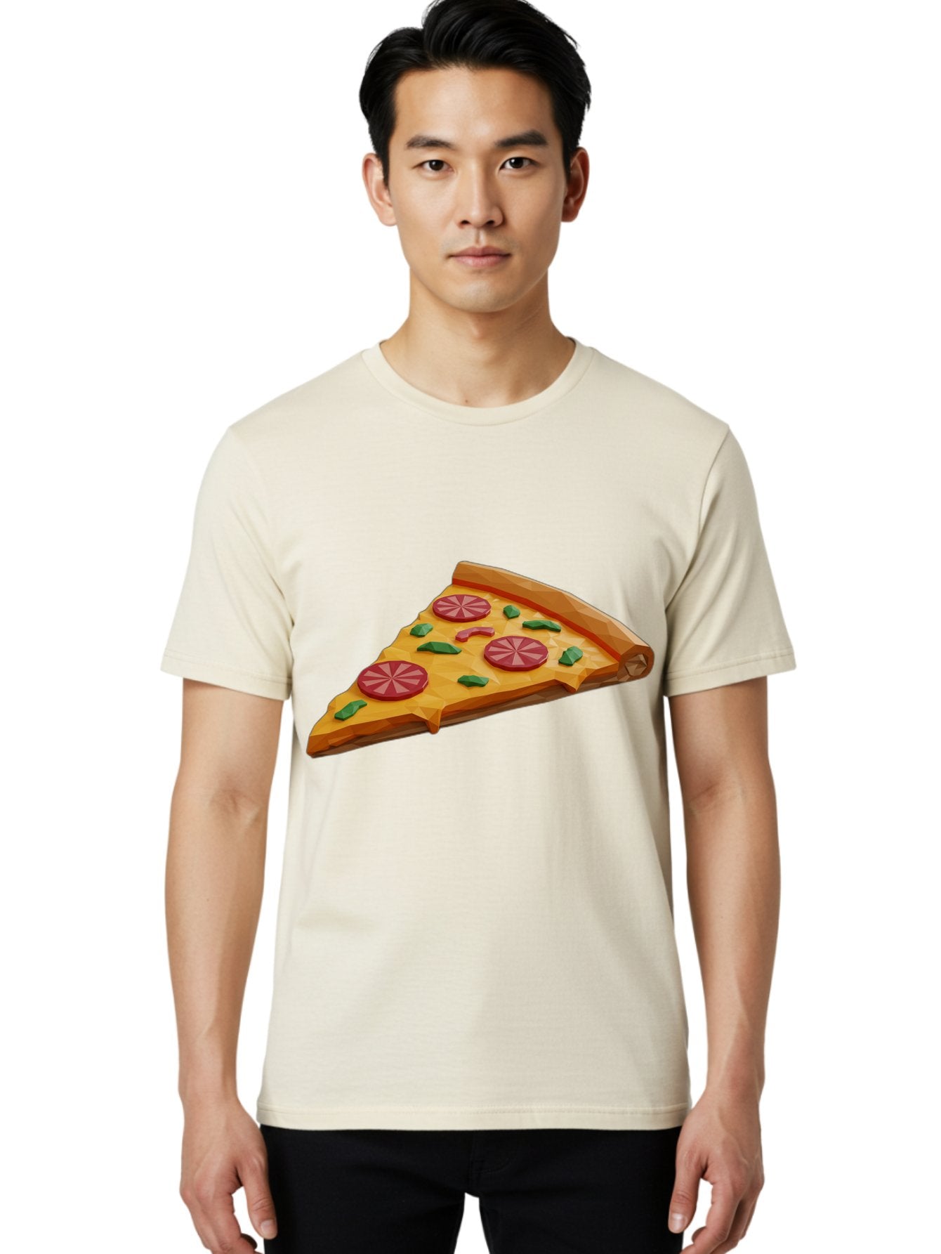 Pizza-Slice-3 Men'S Graphic Tee, 100% Cotton, Comfortable Casual Summer Wear, Machine Washable, Pizza Slice, Pepperoni, Basil Leaves, Italian Cuisine, Cheesy Goodness, Tasty Toppings, Food Graphics, Digital Illustration Bac291 28