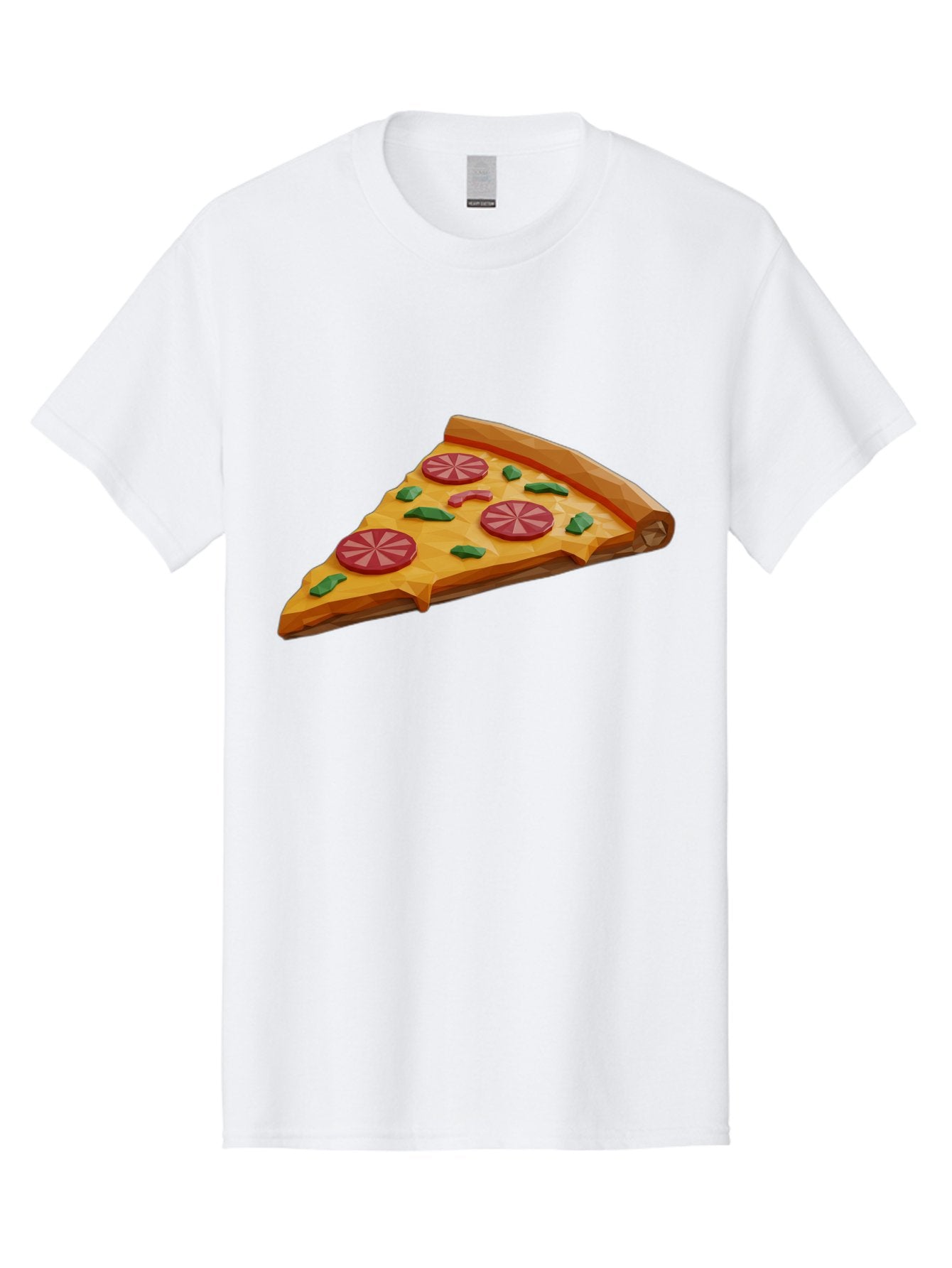 Pizza-Slice-3 Men'S Graphic Tee, 100% Cotton, Comfortable Casual Summer Wear, Machine Washable, Pizza Slice, Pepperoni, Basil Leaves, Italian Cuisine, Cheesy Goodness, Tasty Toppings, Food Graphics, Digital Illustration Bac291