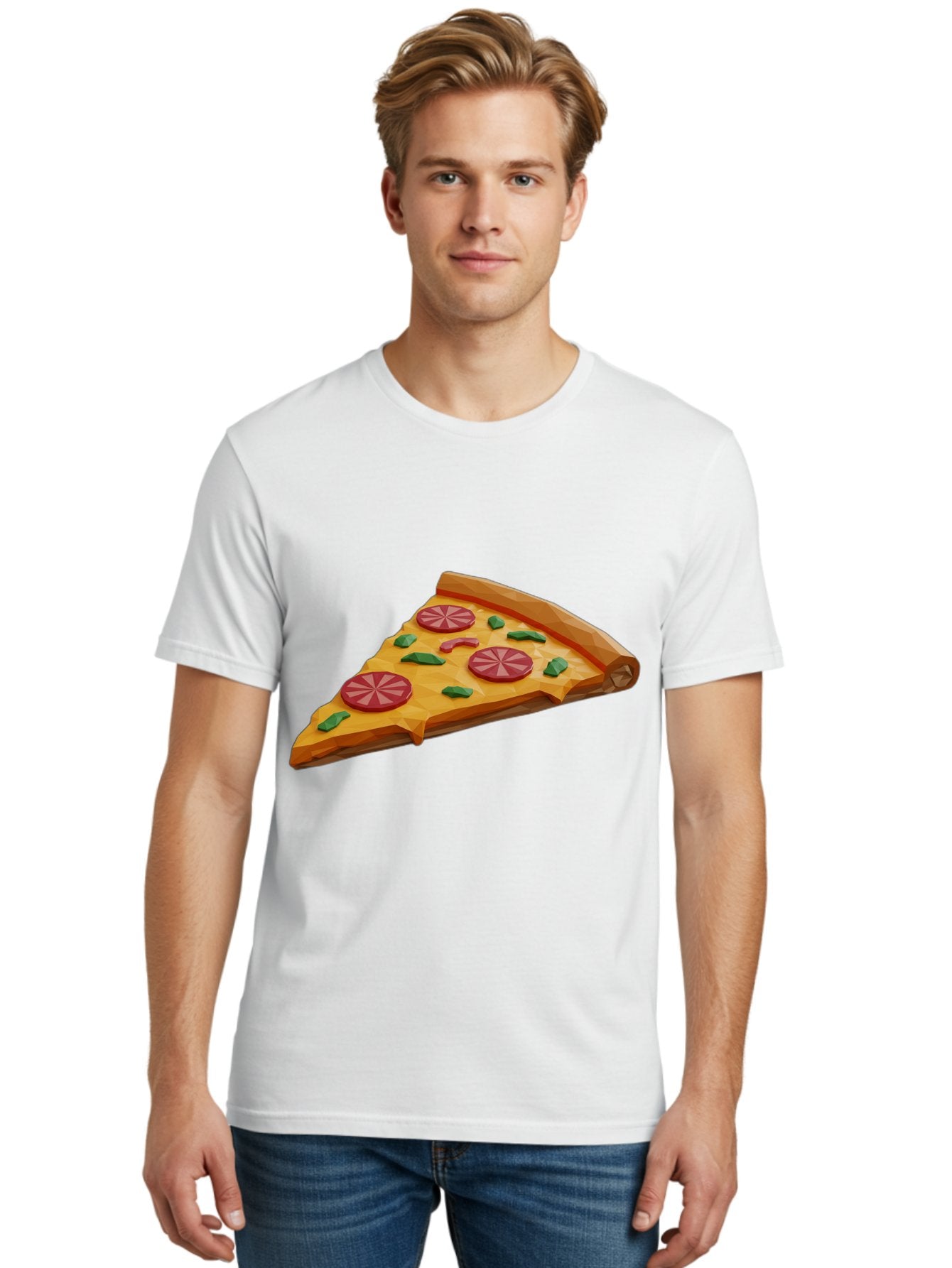 Pizza-Slice-3 Men'S Graphic Tee, 100% Cotton, Comfortable Casual Summer Wear, Machine Washable, Pizza Slice, Pepperoni, Basil Leaves, Italian Cuisine, Cheesy Goodness, Tasty Toppings, Food Graphics, Digital Illustration Bac291 21