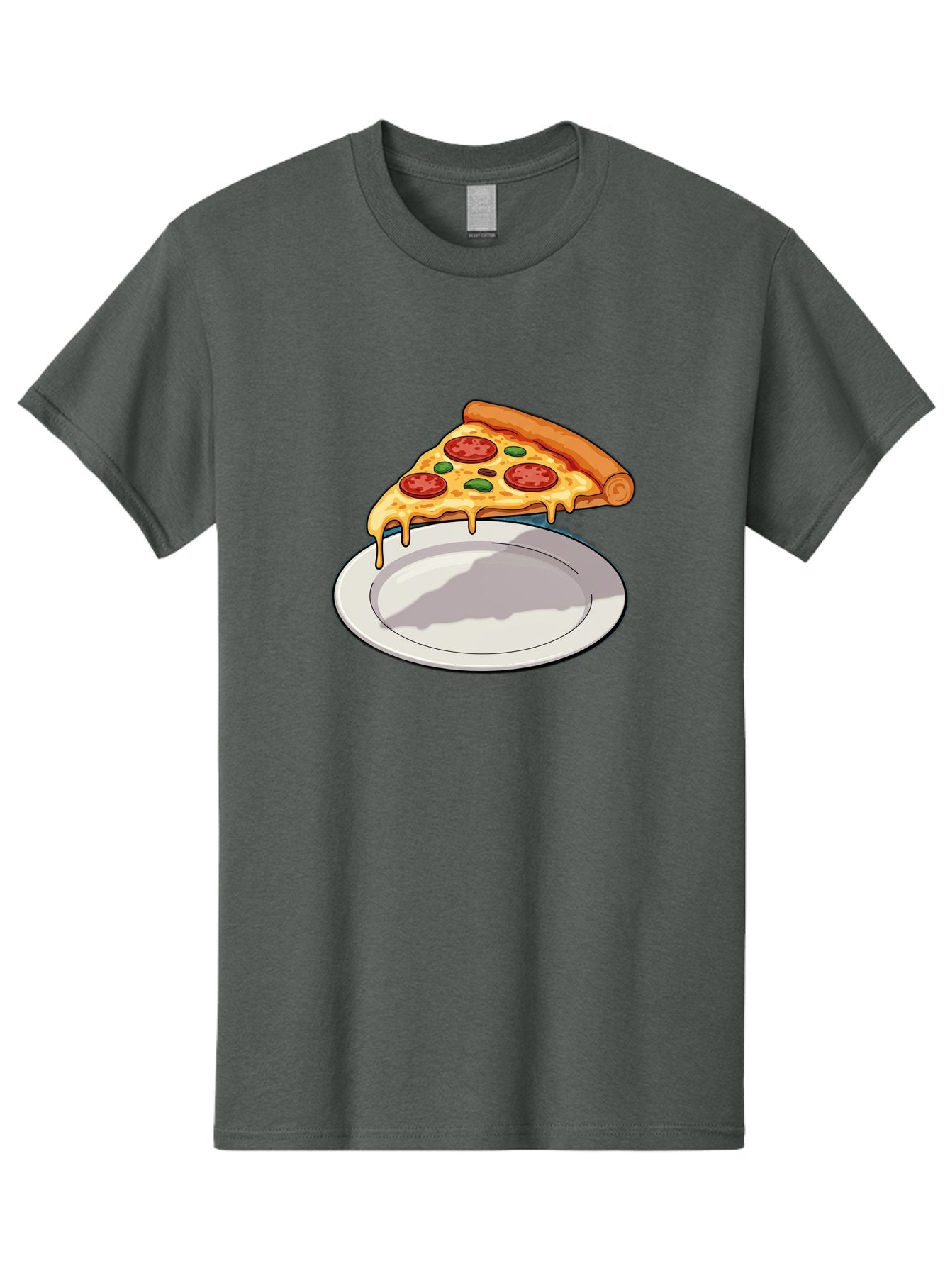 Pizza-Slice-30 Men'S Graphic Tee, 100% Cotton, Comfortable Casual Summer Wear, Machine Washable, Pizza Slice On A Plate, Gooey Cheese, Tomato Sauce, Basil Leaves, Italian Food, Delicious Meal, Appetizing Dish, Savory Flavors Bac292 3