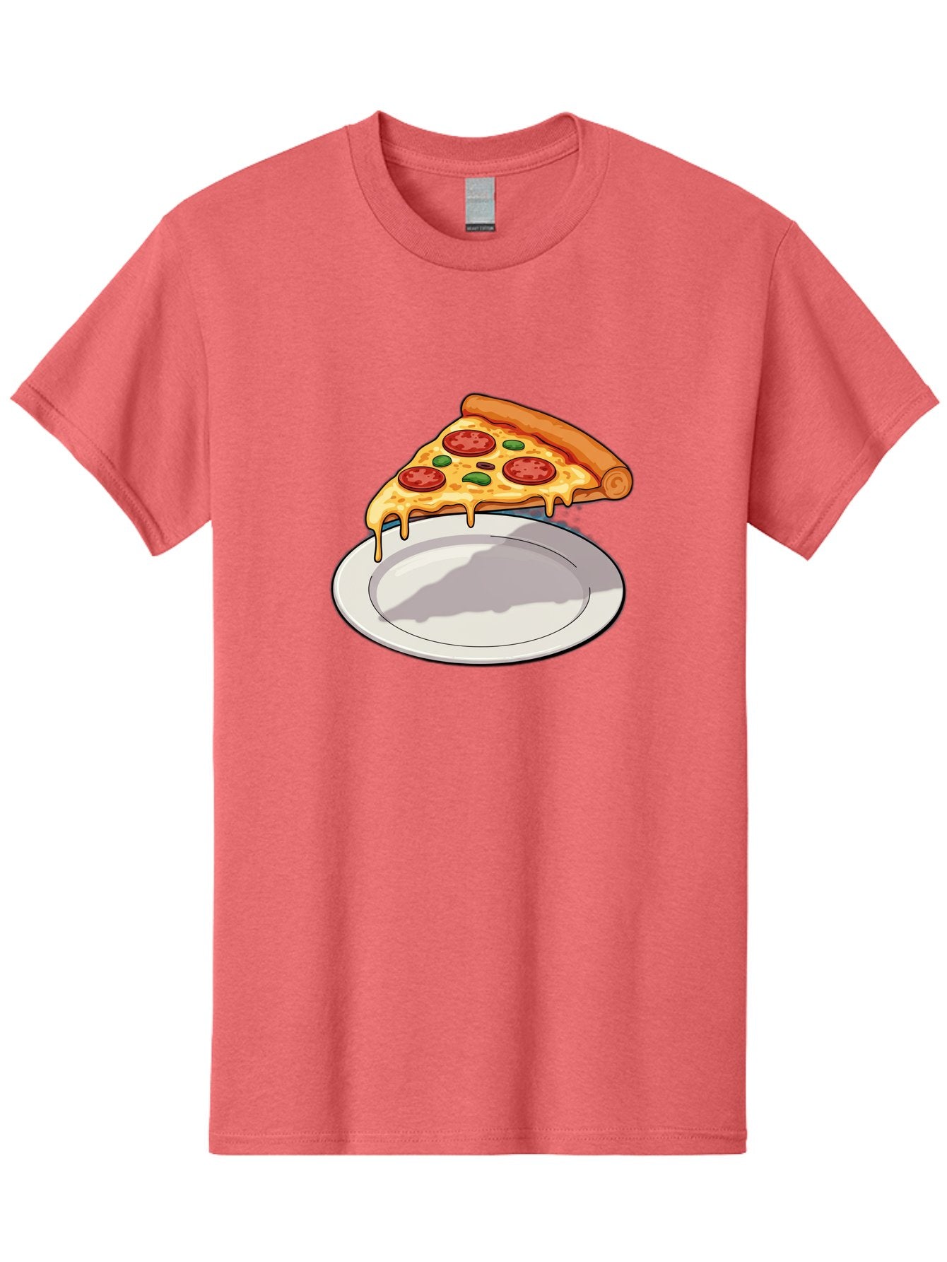 Pizza-Slice-30 Men'S Graphic Tee, 100% Cotton, Comfortable Casual Summer Wear, Machine Washable, Pizza Slice On A Plate, Gooey Cheese, Tomato Sauce, Basil Leaves, Italian Food, Delicious Meal, Appetizing Dish, Savory Flavors Bac292 11