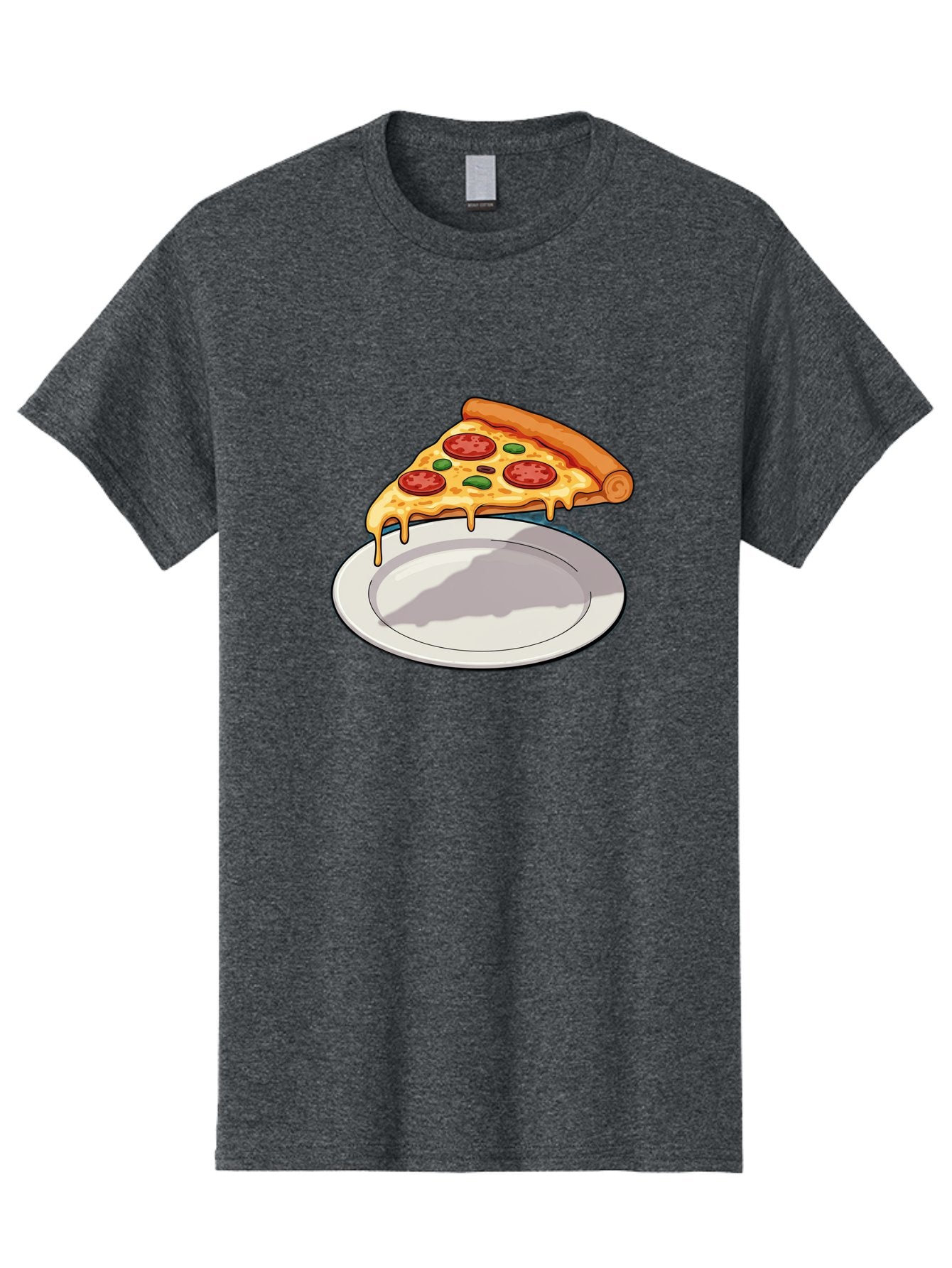 Pizza-Slice-30 Men'S Graphic Tee, 100% Cotton, Comfortable Casual Summer Wear, Machine Washable, Pizza Slice On A Plate, Gooey Cheese, Tomato Sauce, Basil Leaves, Italian Food, Delicious Meal, Appetizing Dish, Savory Flavors Bac292