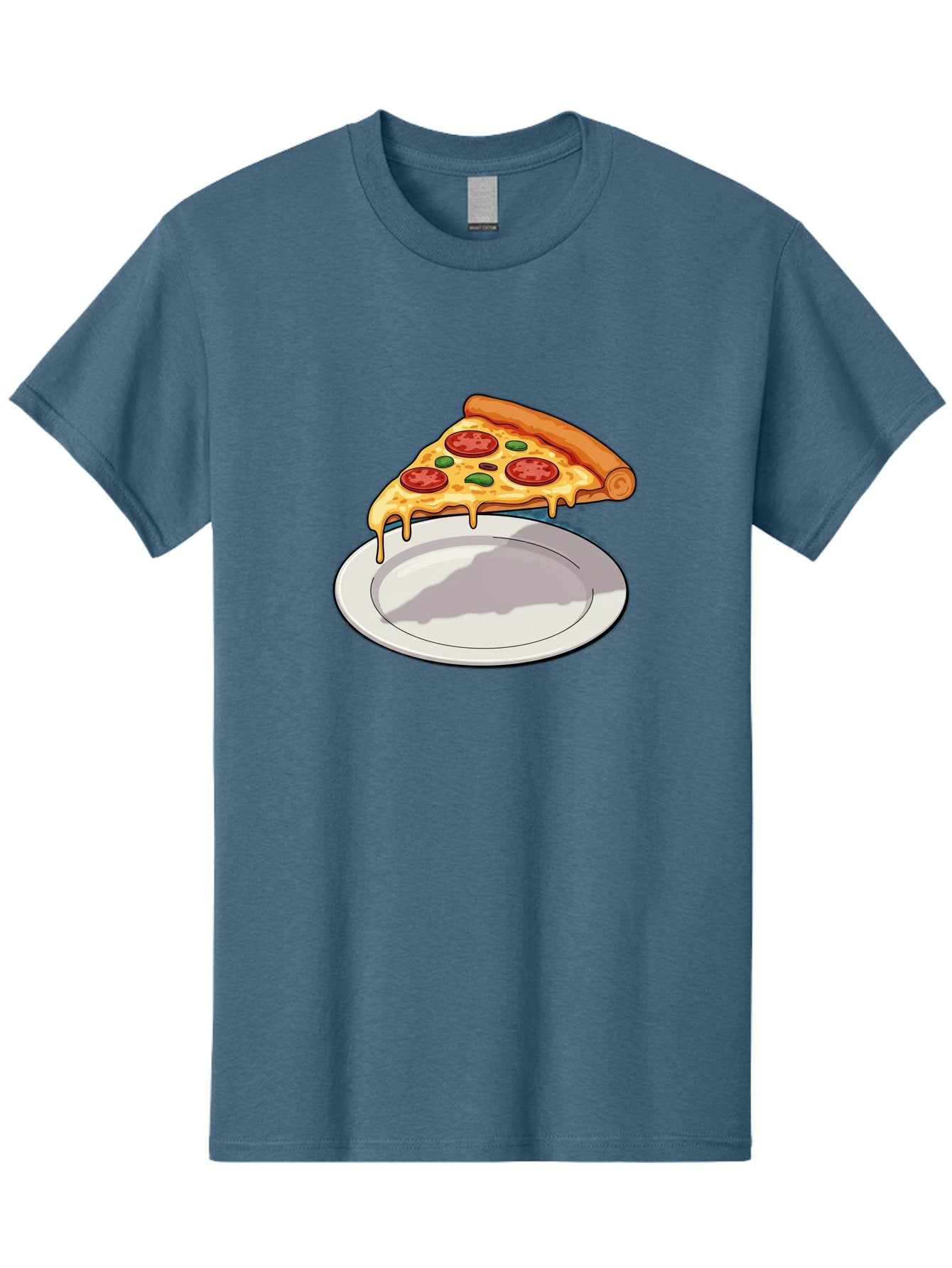 Pizza-Slice-30 Men'S Graphic Tee, 100% Cotton, Comfortable Casual Summer Wear, Machine Washable, Pizza Slice On A Plate, Gooey Cheese, Tomato Sauce, Basil Leaves, Italian Food, Delicious Meal, Appetizing Dish, Savory Flavors Bac292 8