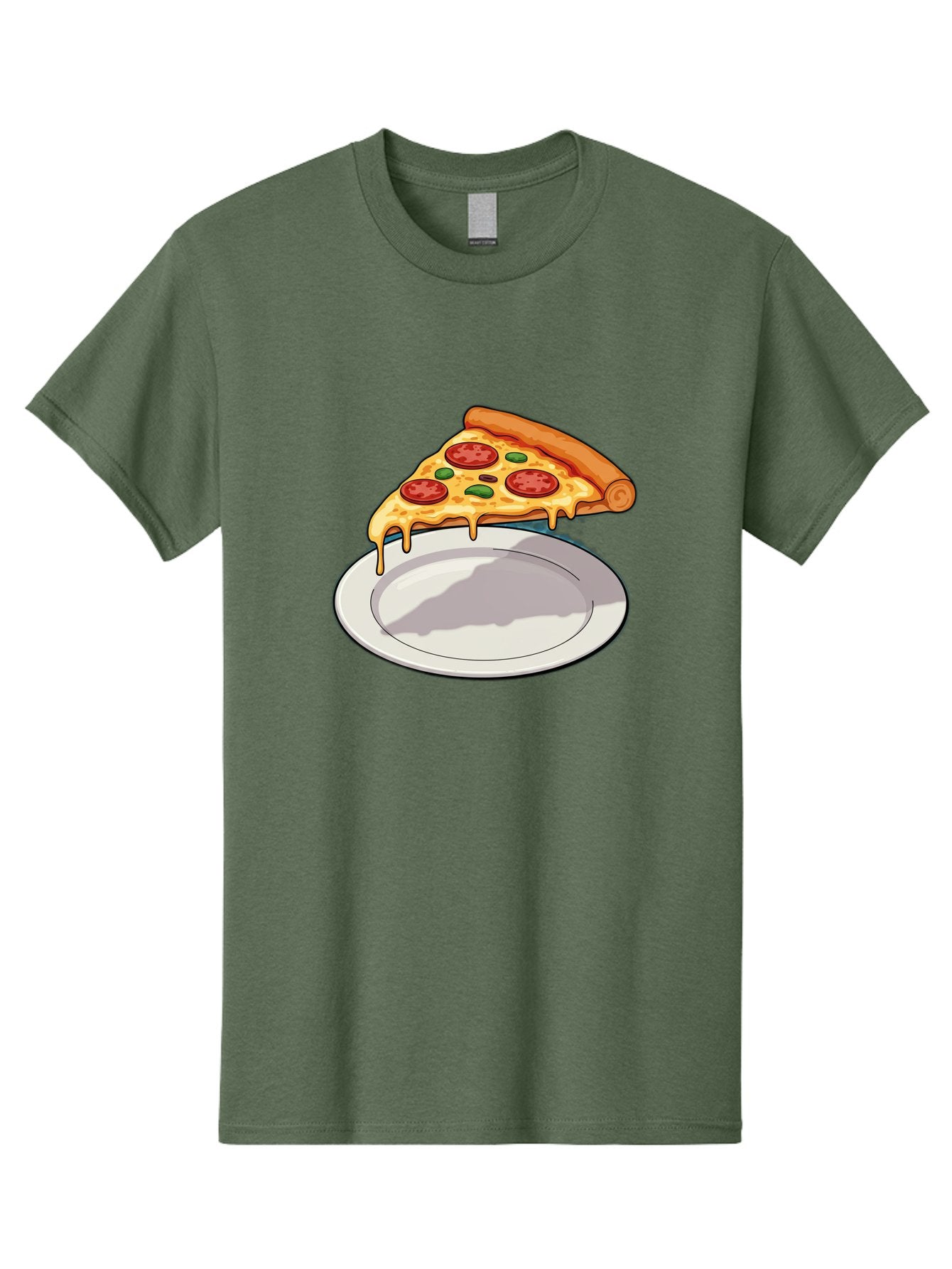Pizza-Slice-30 Men'S Graphic Tee, 100% Cotton, Comfortable Casual Summer Wear, Machine Washable, Pizza Slice On A Plate, Gooey Cheese, Tomato Sauce, Basil Leaves, Italian Food, Delicious Meal, Appetizing Dish, Savory Flavors Bac292 15