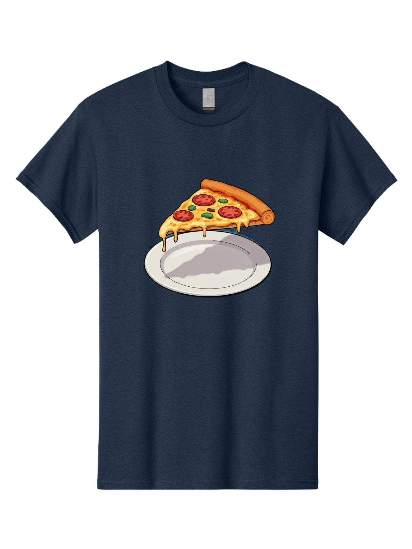 Pizza-Slice-30 Men'S Graphic Tee, 100% Cotton, Comfortable Casual Summer Wear, Machine Washable, Pizza Slice On A Plate, Gooey Cheese, Tomato Sauce, Basil Leaves, Italian Food, Delicious Meal, Appetizing Dish, Savory Flavors Bac292 14