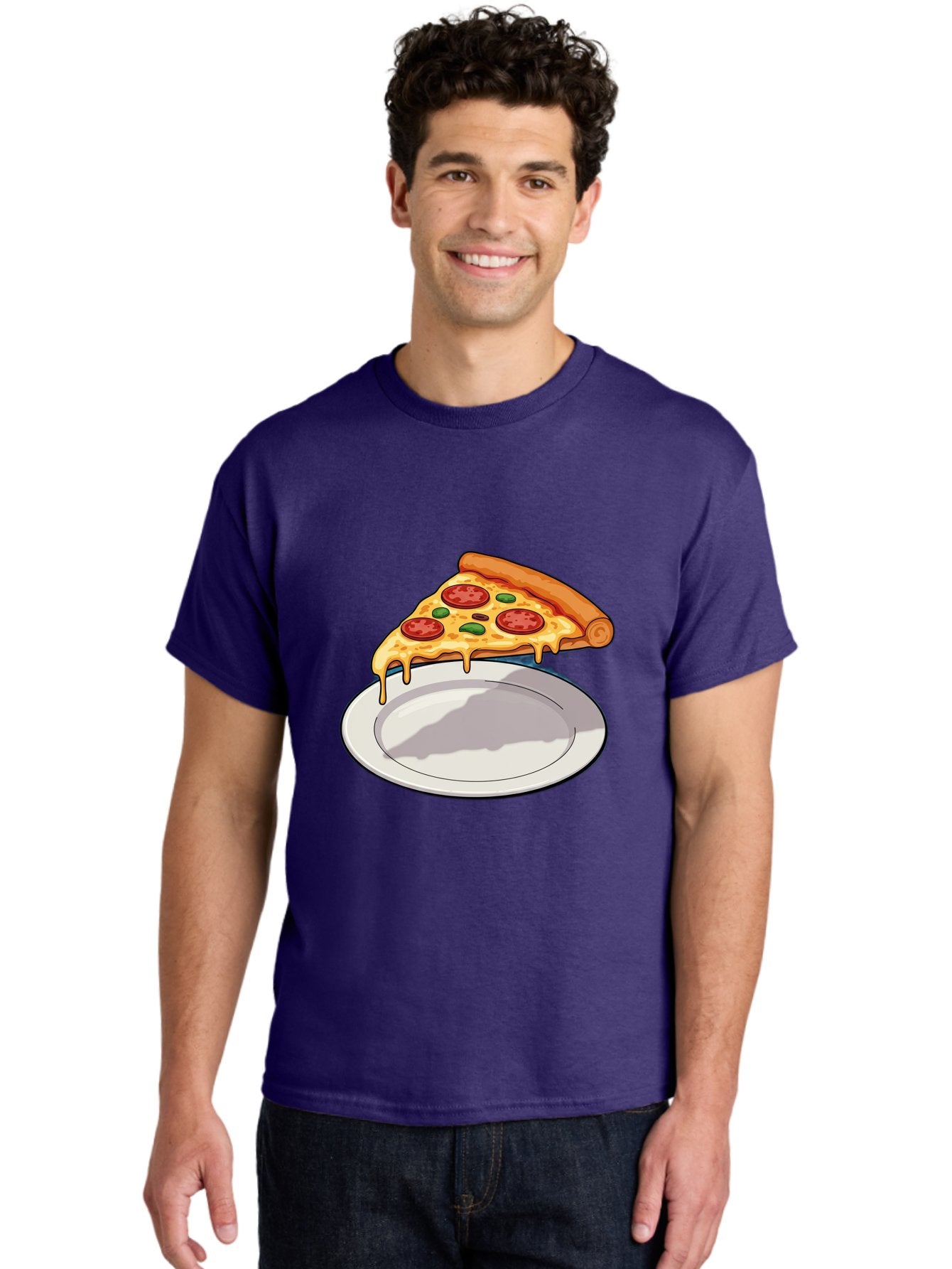 Pizza-Slice-30 Men'S Graphic Tee, 100% Cotton, Comfortable Casual Summer Wear, Machine Washable, Pizza Slice On A Plate, Gooey Cheese, Tomato Sauce, Basil Leaves, Italian Food, Delicious Meal, Appetizing Dish, Savory Flavors Bac292 26