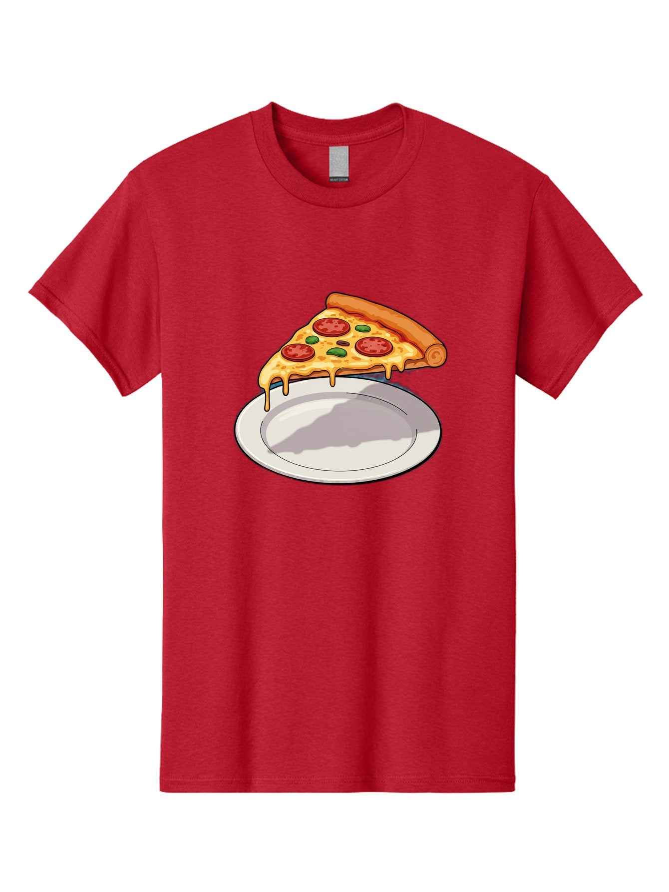 Pizza-Slice-30 Men'S Graphic Tee, 100% Cotton, Comfortable Casual Summer Wear, Machine Washable, Pizza Slice On A Plate, Gooey Cheese, Tomato Sauce, Basil Leaves, Italian Food, Delicious Meal, Appetizing Dish, Savory Flavors Bac292 6