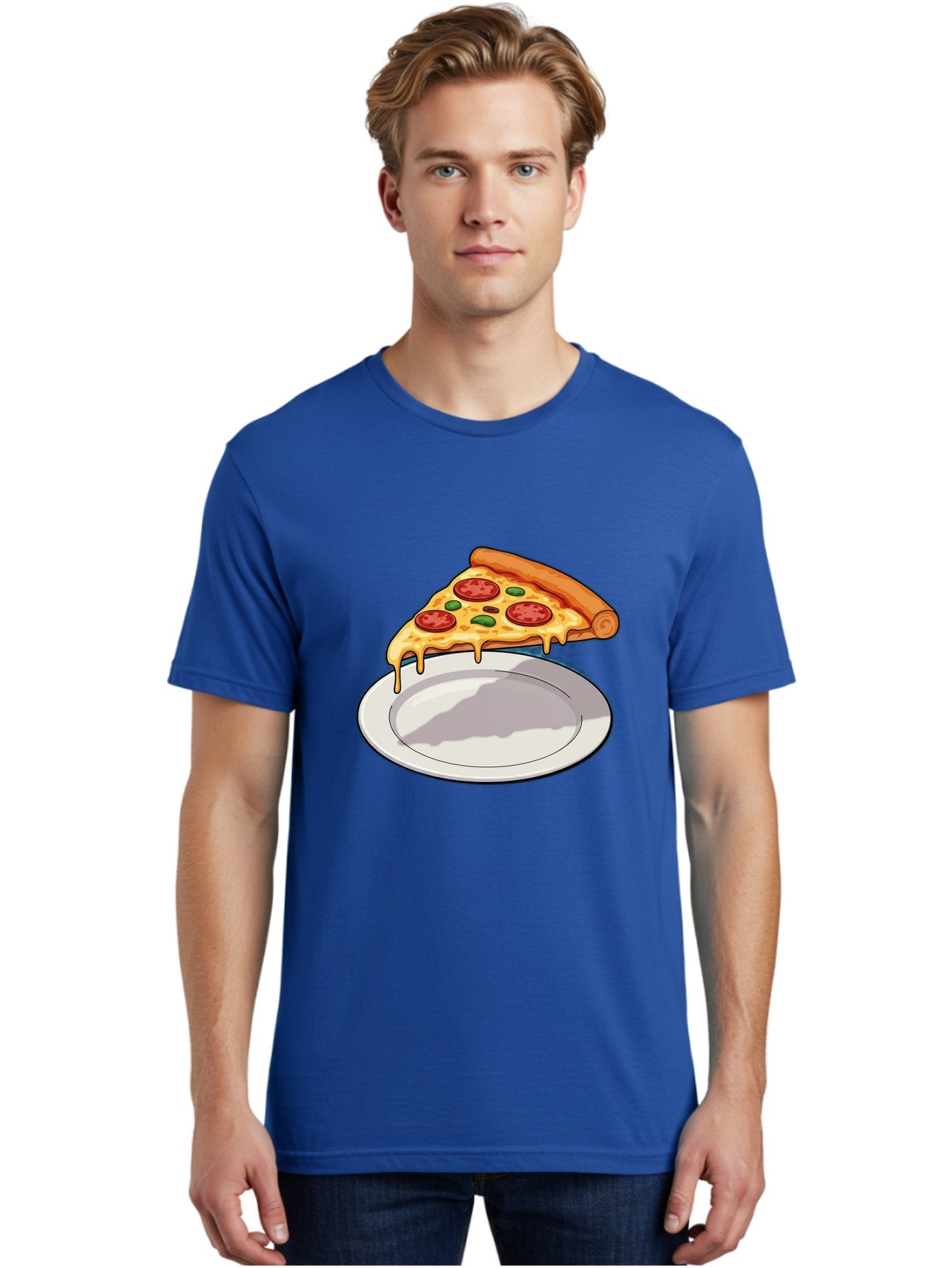 Pizza-Slice-30 Men'S Graphic Tee, 100% Cotton, Comfortable Casual Summer Wear, Machine Washable, Pizza Slice On A Plate, Gooey Cheese, Tomato Sauce, Basil Leaves, Italian Food, Delicious Meal, Appetizing Dish, Savory Flavors Bac292 18