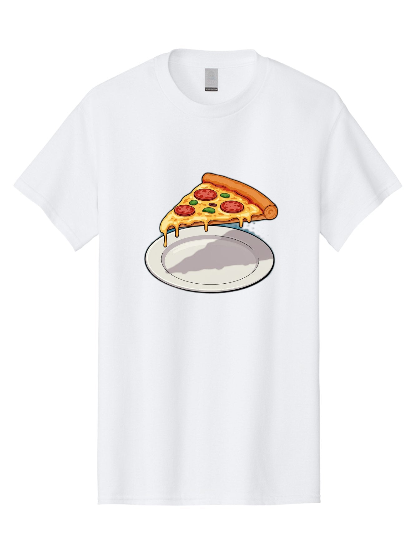 Pizza-Slice-30 Men'S Graphic Tee, 100% Cotton, Comfortable Casual Summer Wear, Machine Washable, Pizza Slice On A Plate, Gooey Cheese, Tomato Sauce, Basil Leaves, Italian Food, Delicious Meal, Appetizing Dish, Savory Flavors Bac292 10