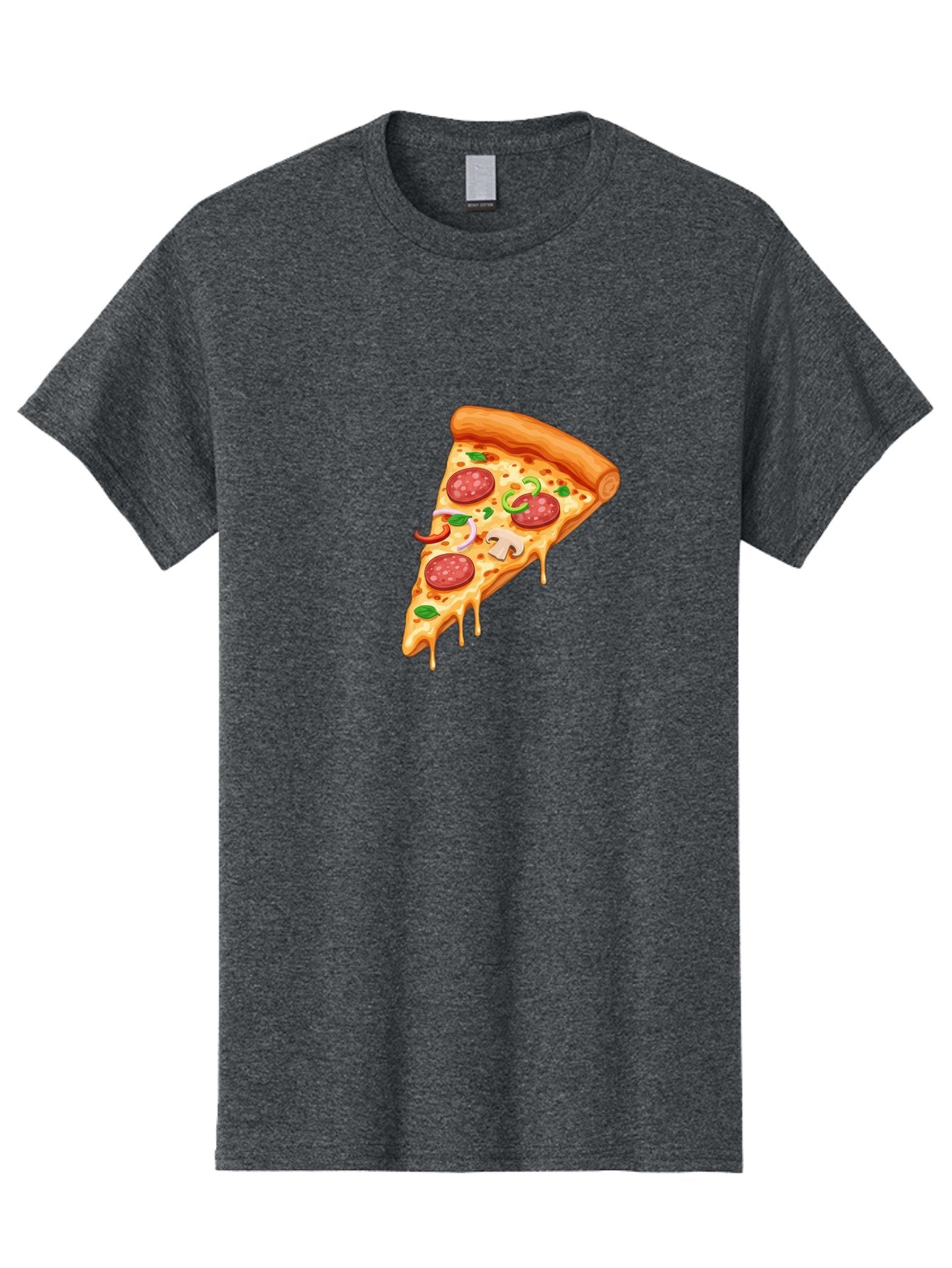 Pizza-Slice-31 Men'S Graphic Tee, 100% Cotton, Comfortable Casual Summer Wear, Machine Washable, Pepperoni Pizza Slice, Melted Cheese, Pepperoni Slices, Mushroom, Green Peppers, Italian Cuisine, Food Illustration, Cartoon Style Bac293 14