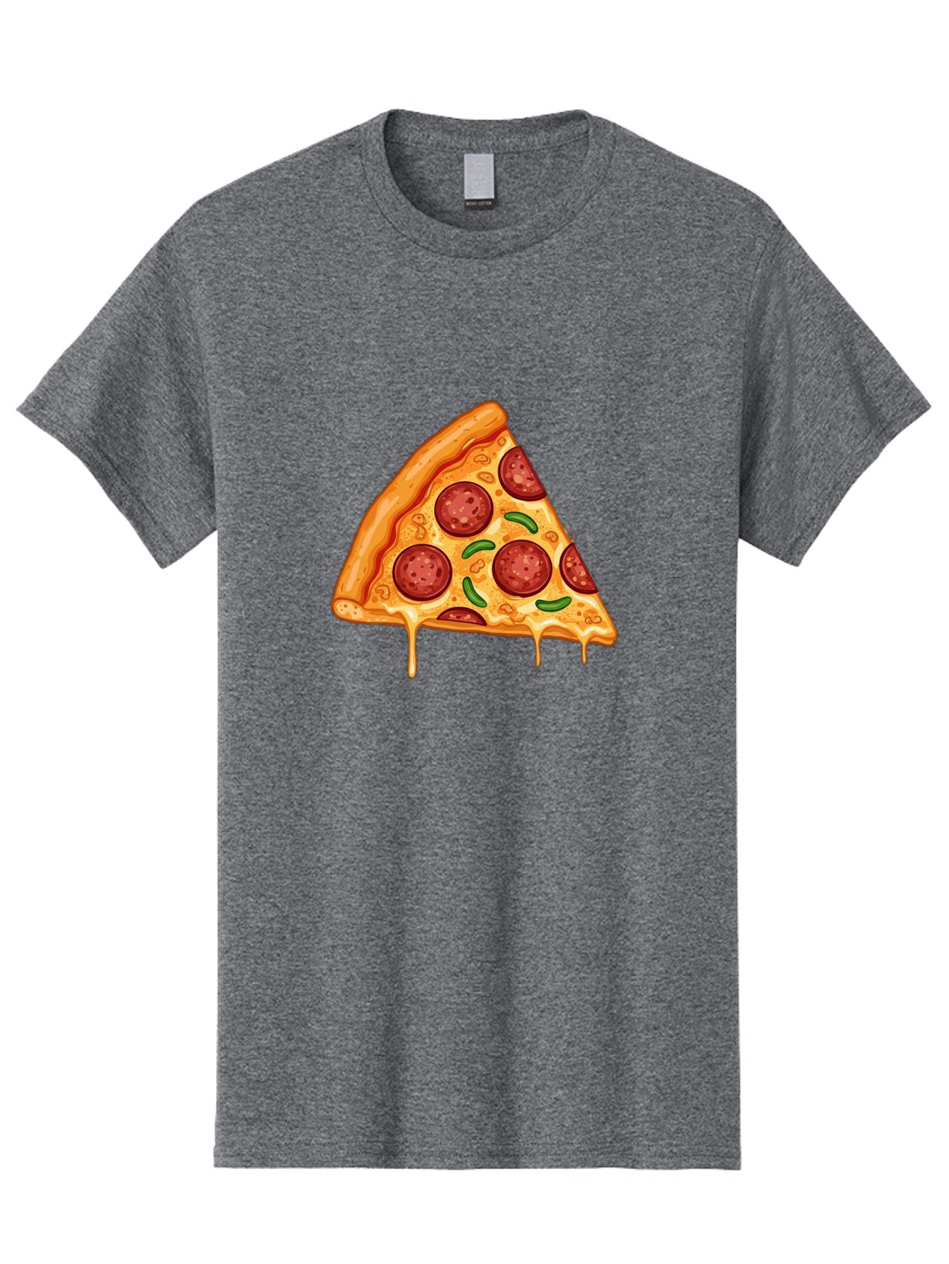 Pizza-Slice-32 Men'S Graphic Tee, 100% Cotton, Comfortable Casual Summer Wear, Machine Washable, Pepperoni Pizza Slice, Cheesy Goodness, Melted Cheese, Pepperoni Toppings, Jalapeno Slices, Italian Cuisine, Delicious Food, Savory Flavors, Bac294 11