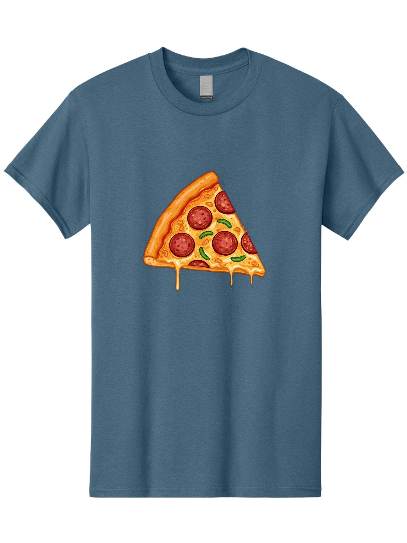 Pizza-Slice-32 Men'S Graphic Tee, 100% Cotton, Comfortable Casual Summer Wear, Machine Washable, Pepperoni Pizza Slice, Cheesy Goodness, Melted Cheese, Pepperoni Toppings, Jalapeno Slices, Italian Cuisine, Delicious Food, Savory Flavors, Bac294 9
