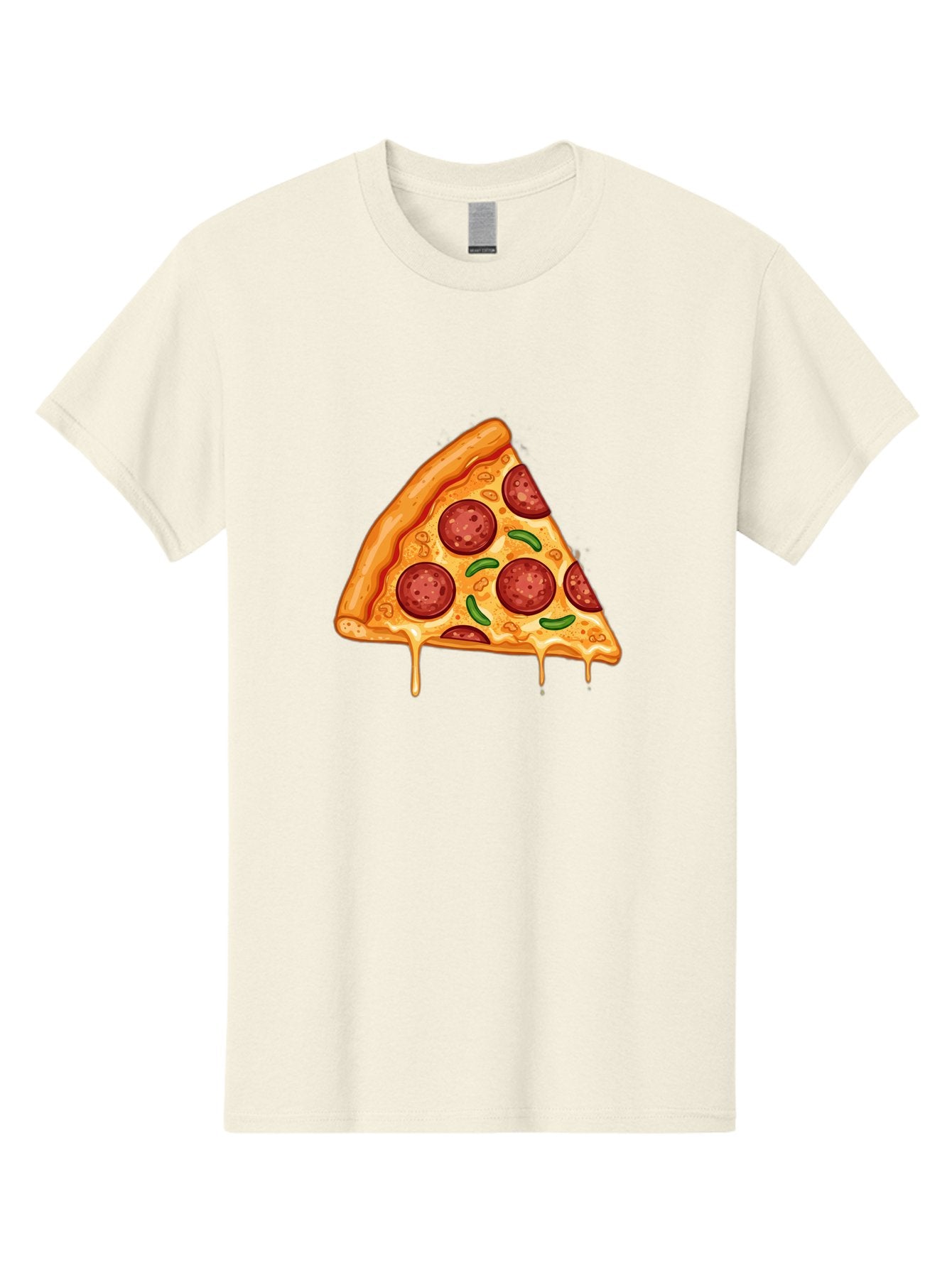 Pizza-Slice-32 Men'S Graphic Tee, 100% Cotton, Comfortable Casual Summer Wear, Machine Washable, Pepperoni Pizza Slice, Cheesy Goodness, Melted Cheese, Pepperoni Toppings, Jalapeno Slices, Italian Cuisine, Delicious Food, Savory Flavors, Bac294 4