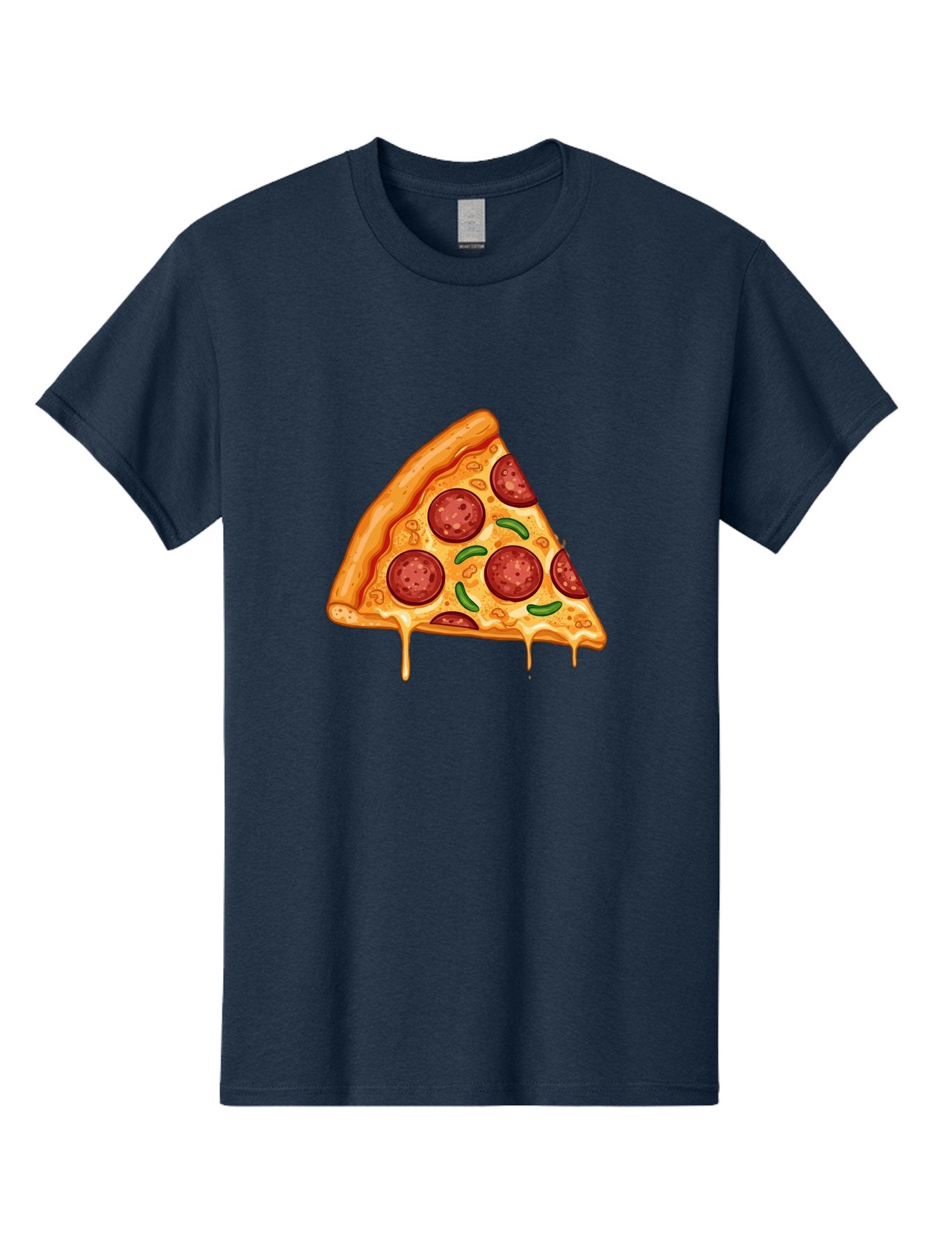 Pizza-Slice-32 Men'S Graphic Tee, 100% Cotton, Comfortable Casual Summer Wear, Machine Washable, Pepperoni Pizza Slice, Cheesy Goodness, Melted Cheese, Pepperoni Toppings, Jalapeno Slices, Italian Cuisine, Delicious Food, Savory Flavors, Bac294 5