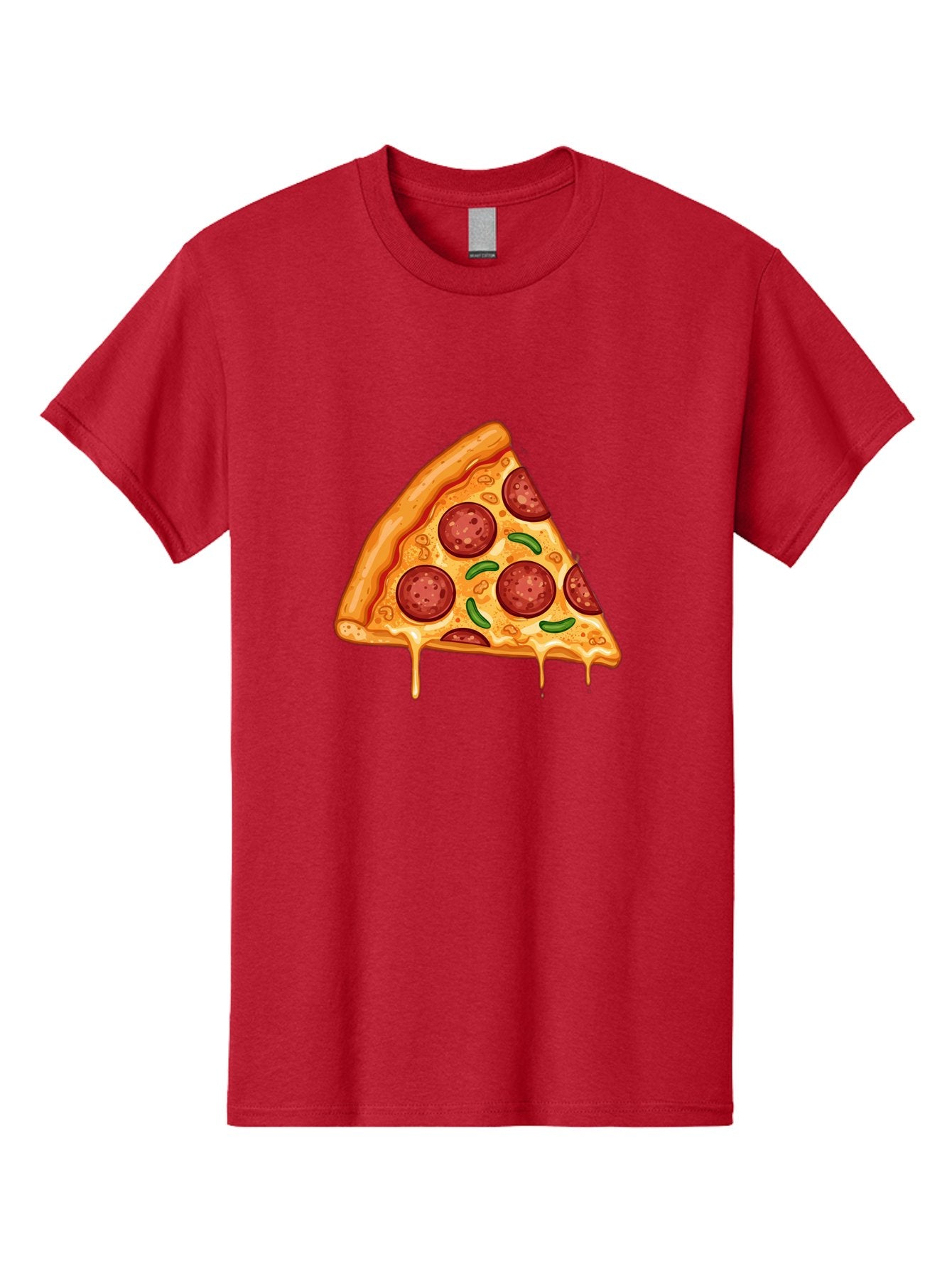 Pizza-Slice-32 Men'S Graphic Tee, 100% Cotton, Comfortable Casual Summer Wear, Machine Washable, Pepperoni Pizza Slice, Cheesy Goodness, Melted Cheese, Pepperoni Toppings, Jalapeno Slices, Italian Cuisine, Delicious Food, Savory Flavors, Bac294 15