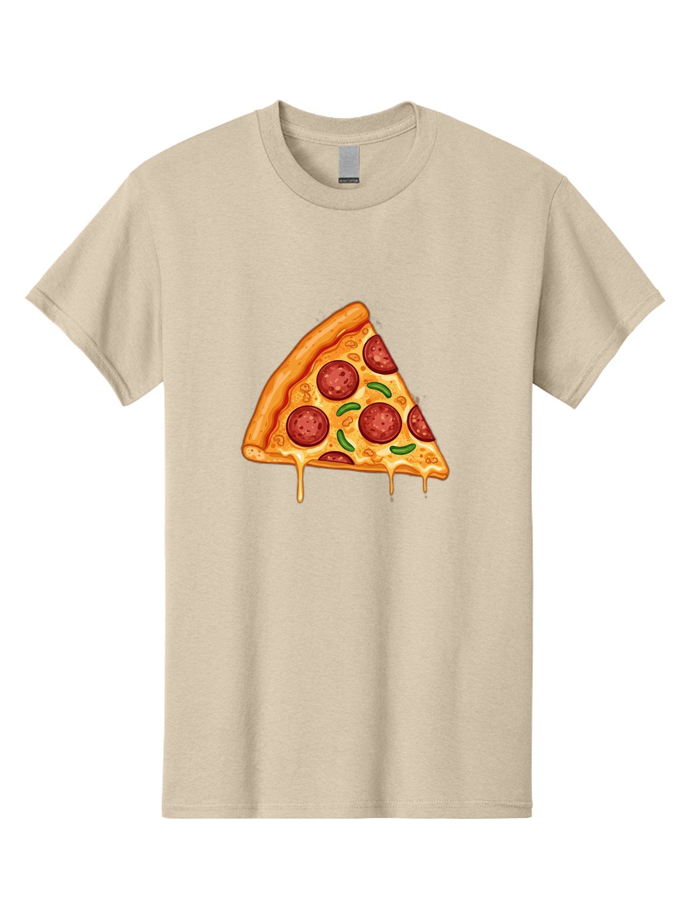 Pizza-Slice-32 Men'S Graphic Tee, 100% Cotton, Comfortable Casual Summer Wear, Machine Washable, Pepperoni Pizza Slice, Cheesy Goodness, Melted Cheese, Pepperoni Toppings, Jalapeno Slices, Italian Cuisine, Delicious Food, Savory Flavors, Bac294 6