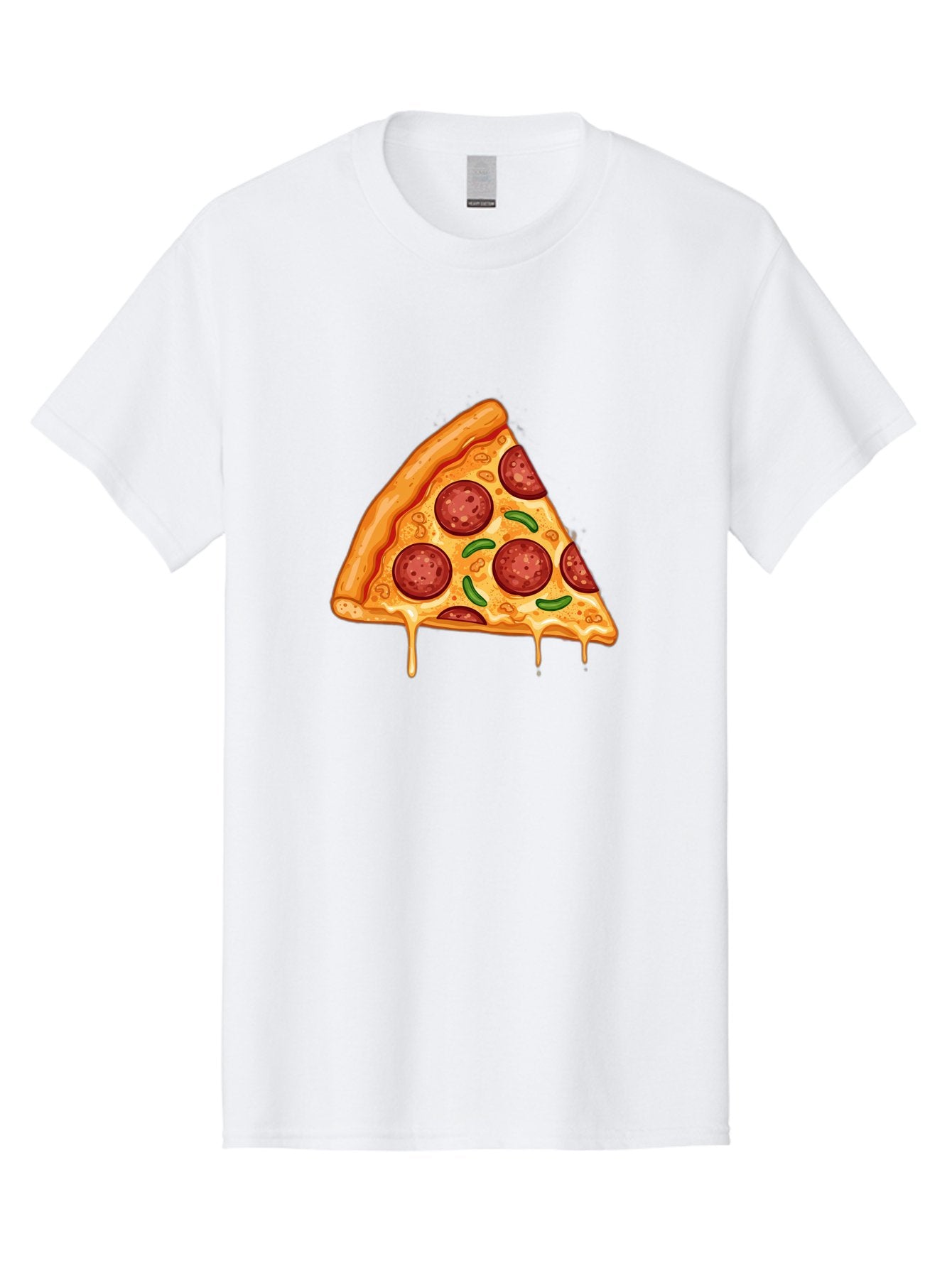 Pizza-Slice-32 Men'S Graphic Tee, 100% Cotton, Comfortable Casual Summer Wear, Machine Washable, Pepperoni Pizza Slice, Cheesy Goodness, Melted Cheese, Pepperoni Toppings, Jalapeno Slices, Italian Cuisine, Delicious Food, Savory Flavors, Bac294 13