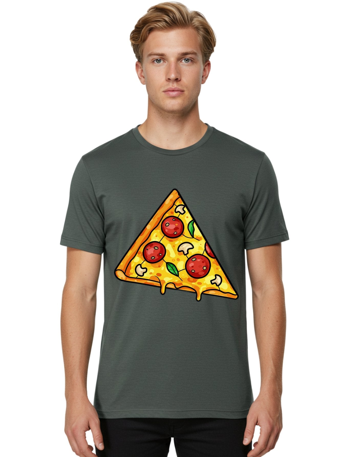 Pizza-Slice-34 Men'S Graphic Tee, 100% Cotton, Comfortable Casual Summer Wear, Machine Washable, Tasty Pizza, Melted Cheese, Pepperoni Pizza, Mushrooms, Basil, Cheesy Goodness, Savory Delight, Italian Cuisine, Foodie Favorite, Pizza Love Bac296 29