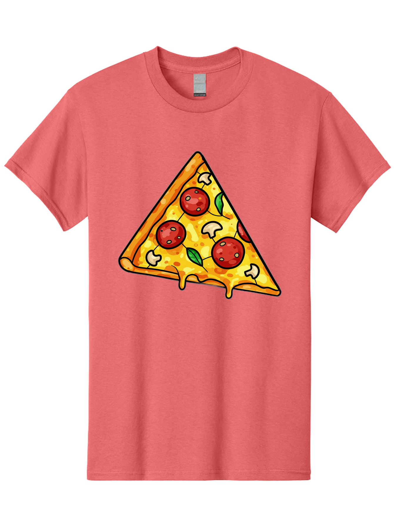 Pizza-Slice-34 Men'S Graphic Tee, 100% Cotton, Comfortable Casual Summer Wear, Machine Washable, Tasty Pizza, Melted Cheese, Pepperoni Pizza, Mushrooms, Basil, Cheesy Goodness, Savory Delight, Italian Cuisine, Foodie Favorite, Pizza Love Bac296 3