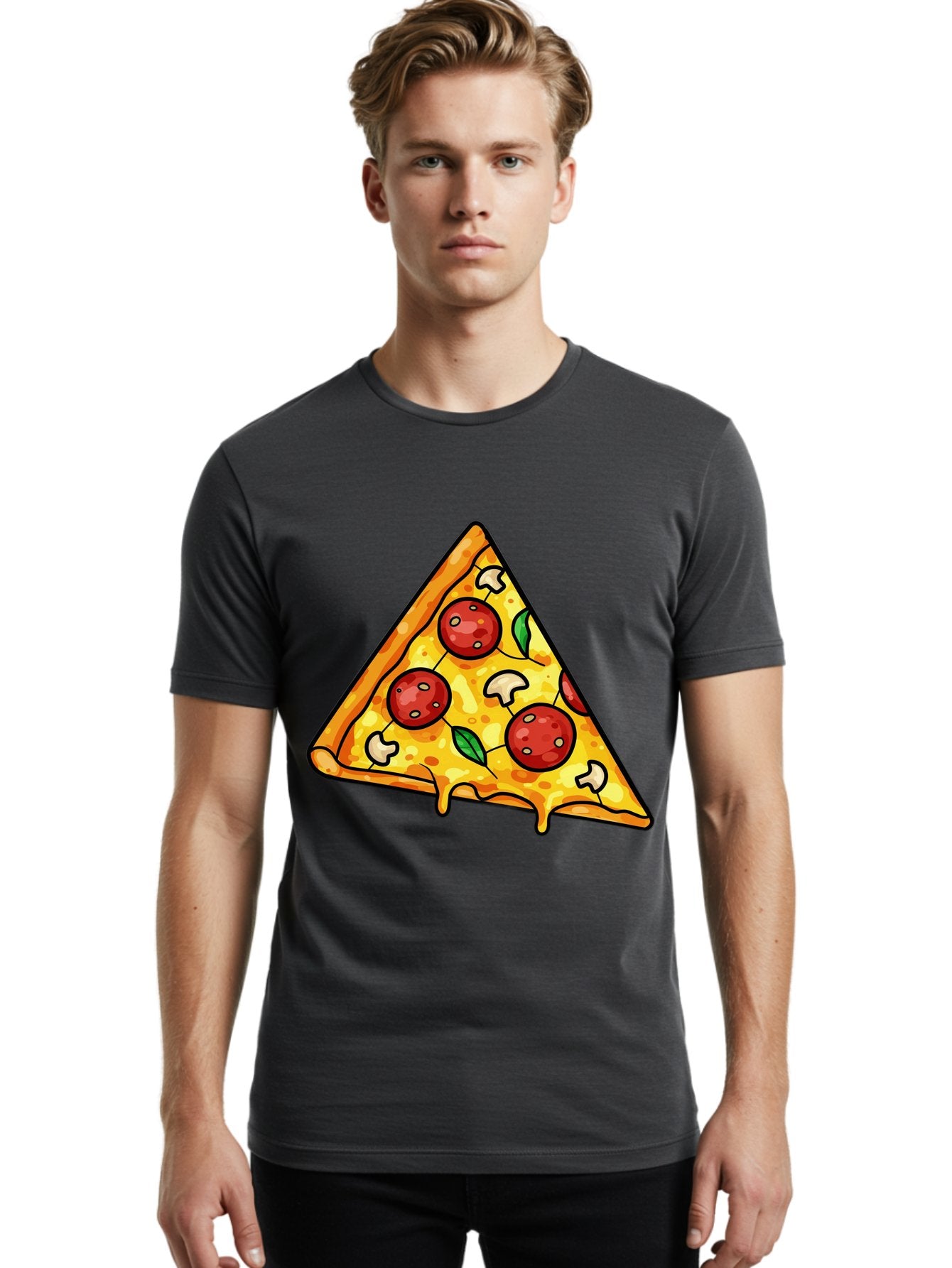 Pizza-Slice-34 Men'S Graphic Tee, 100% Cotton, Comfortable Casual Summer Wear, Machine Washable, Tasty Pizza, Melted Cheese, Pepperoni Pizza, Mushrooms, Basil, Cheesy Goodness, Savory Delight, Italian Cuisine, Foodie Favorite, Pizza Love Bac296 27