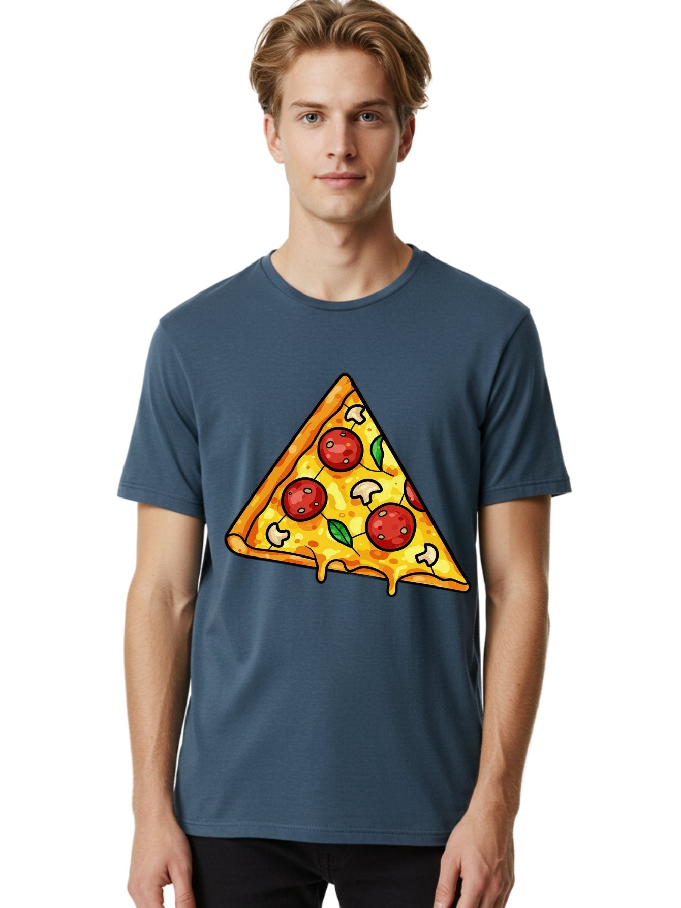 Pizza-Slice-34 Men'S Graphic Tee, 100% Cotton, Comfortable Casual Summer Wear, Machine Washable, Tasty Pizza, Melted Cheese, Pepperoni Pizza, Mushrooms, Basil, Cheesy Goodness, Savory Delight, Italian Cuisine, Foodie Favorite, Pizza Love Bac296 25