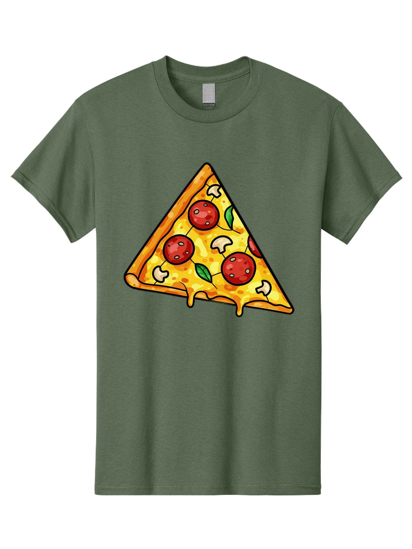Pizza-Slice-34 Men'S Graphic Tee, 100% Cotton, Comfortable Casual Summer Wear, Machine Washable, Tasty Pizza, Melted Cheese, Pepperoni Pizza, Mushrooms, Basil, Cheesy Goodness, Savory Delight, Italian Cuisine, Foodie Favorite, Pizza Love Bac296 4