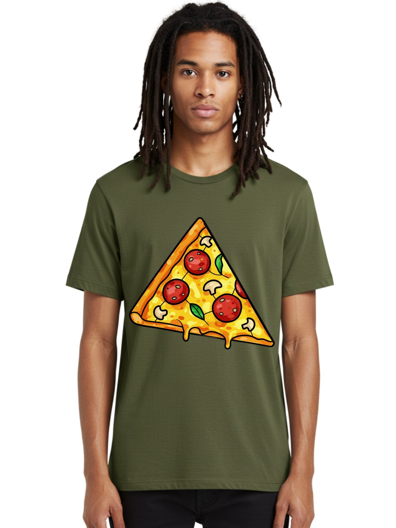 Pizza-Slice-34 Men'S Graphic Tee, 100% Cotton, Comfortable Casual Summer Wear, Machine Washable, Tasty Pizza, Melted Cheese, Pepperoni Pizza, Mushrooms, Basil, Cheesy Goodness, Savory Delight, Italian Cuisine, Foodie Favorite, Pizza Love Bac296 18