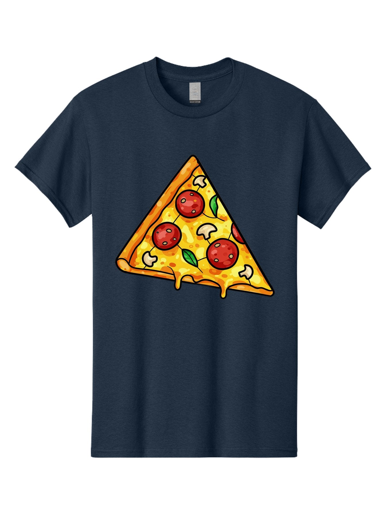 Pizza-Slice-34 Men'S Graphic Tee, 100% Cotton, Comfortable Casual Summer Wear, Machine Washable, Tasty Pizza, Melted Cheese, Pepperoni Pizza, Mushrooms, Basil, Cheesy Goodness, Savory Delight, Italian Cuisine, Foodie Favorite, Pizza Love Bac296