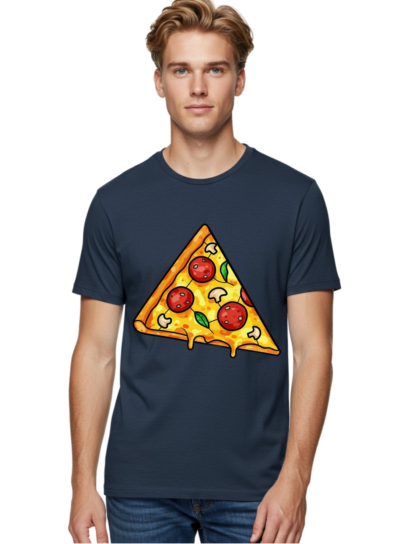Pizza-Slice-34 Men'S Graphic Tee, 100% Cotton, Comfortable Casual Summer Wear, Machine Washable, Tasty Pizza, Melted Cheese, Pepperoni Pizza, Mushrooms, Basil, Cheesy Goodness, Savory Delight, Italian Cuisine, Foodie Favorite, Pizza Love Bac296 21