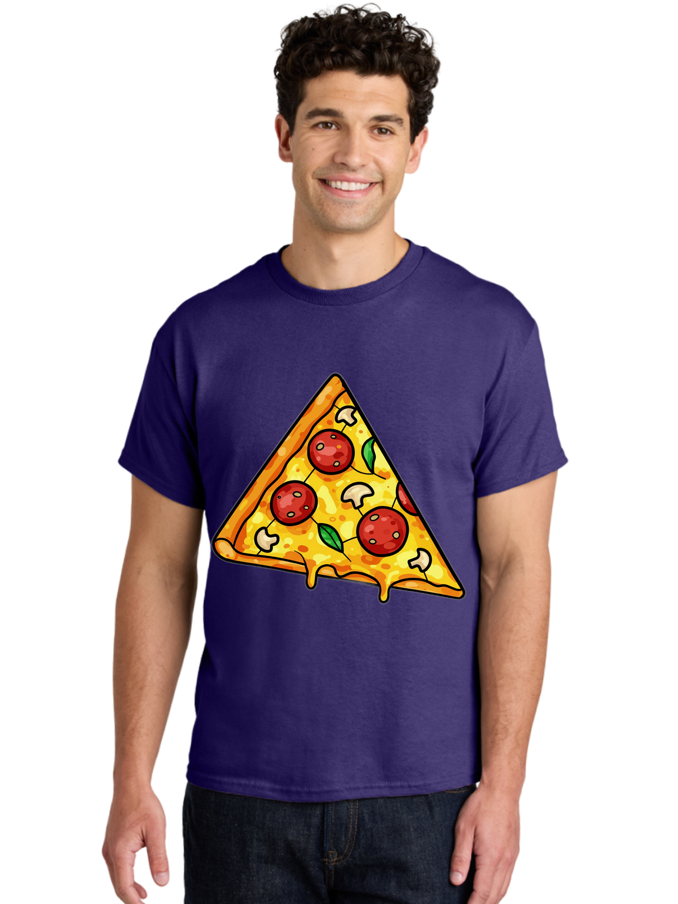 Pizza-Slice-34 Men'S Graphic Tee, 100% Cotton, Comfortable Casual Summer Wear, Machine Washable, Tasty Pizza, Melted Cheese, Pepperoni Pizza, Mushrooms, Basil, Cheesy Goodness, Savory Delight, Italian Cuisine, Foodie Favorite, Pizza Love Bac296 30