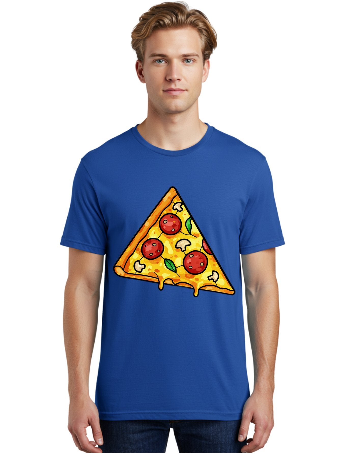 Pizza-Slice-34 Men'S Graphic Tee, 100% Cotton, Comfortable Casual Summer Wear, Machine Washable, Tasty Pizza, Melted Cheese, Pepperoni Pizza, Mushrooms, Basil, Cheesy Goodness, Savory Delight, Italian Cuisine, Foodie Favorite, Pizza Love Bac296 30