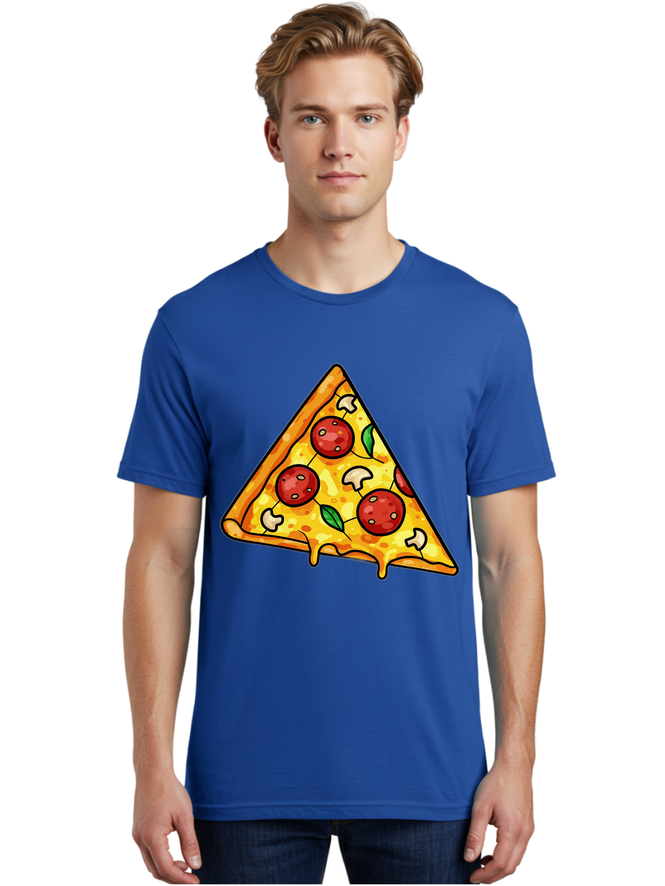 Pizza-Slice-34 Men'S Graphic Tee, 100% Cotton, Comfortable Casual Summer Wear, Machine Washable, Tasty Pizza, Melted Cheese, Pepperoni Pizza, Mushrooms, Basil, Cheesy Goodness, Savory Delight, Italian Cuisine, Foodie Favorite, Pizza Love Bac296 16