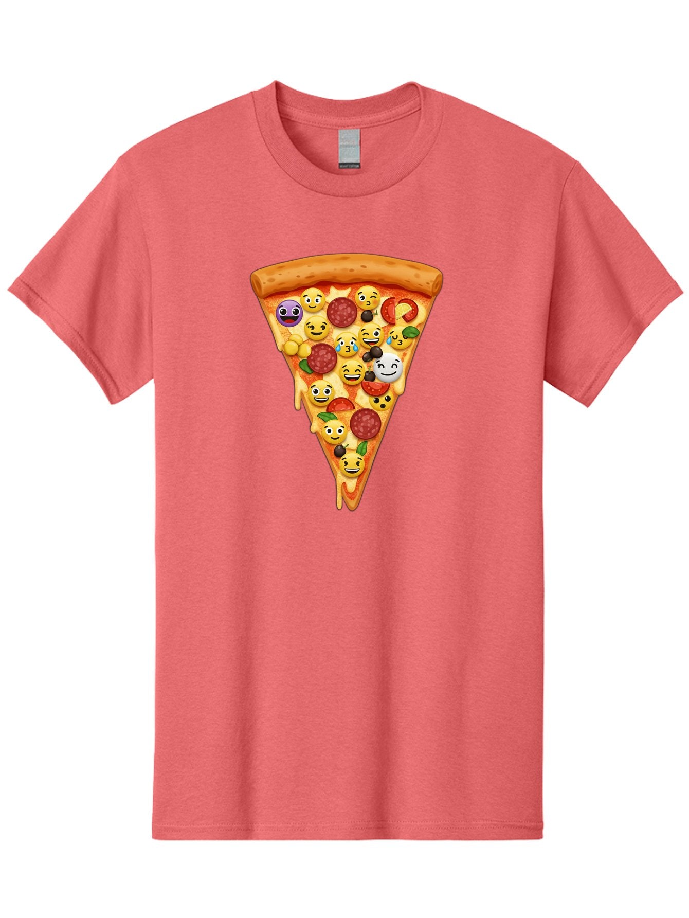 Pizza-Slice-35 Men'S Graphic Tee, 100% Cotton, Comfortable Casual Summer Wear, Machine Washable, Pizza Slice, Emoji Toppings, Pepperoni, Black Olives, Melted Cheese, Funny Emojis, Cartoon Pizza, Tasty Pizza, Foodie Fun, Pizza Love, Bac297 4