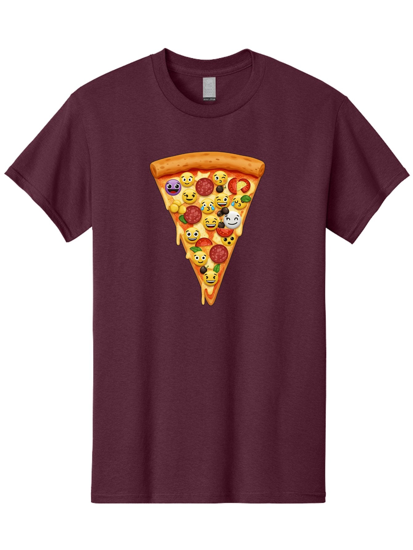 Pizza-Slice-35 Men'S Graphic Tee, 100% Cotton, Comfortable Casual Summer Wear, Machine Washable, Pizza Slice, Emoji Toppings, Pepperoni, Black Olives, Melted Cheese, Funny Emojis, Cartoon Pizza, Tasty Pizza, Foodie Fun, Pizza Love, Bac297 8