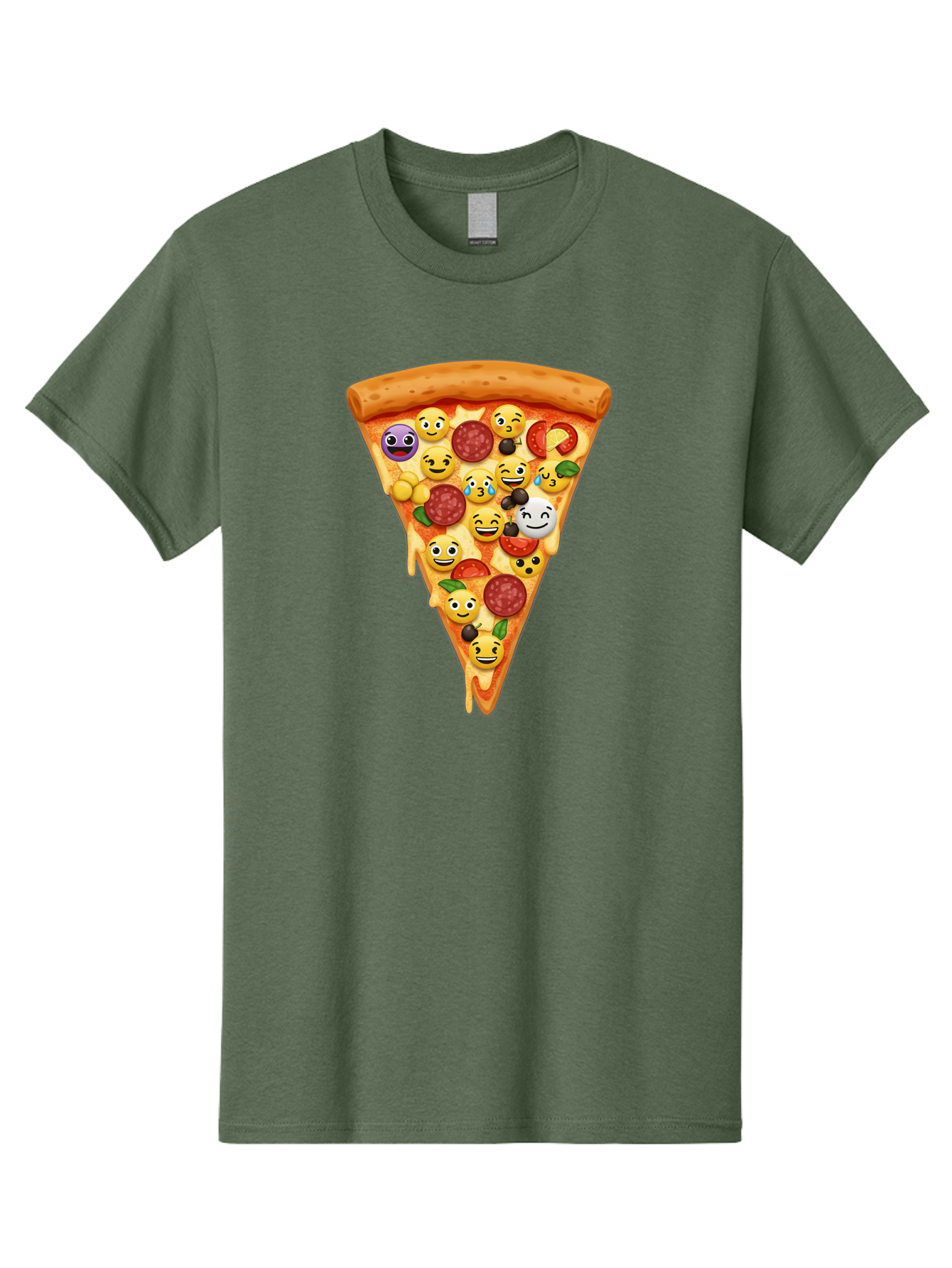 Pizza-Slice-35 Men'S Graphic Tee, 100% Cotton, Comfortable Casual Summer Wear, Machine Washable, Pizza Slice, Emoji Toppings, Pepperoni, Black Olives, Melted Cheese, Funny Emojis, Cartoon Pizza, Tasty Pizza, Foodie Fun, Pizza Love, Bac297 13
