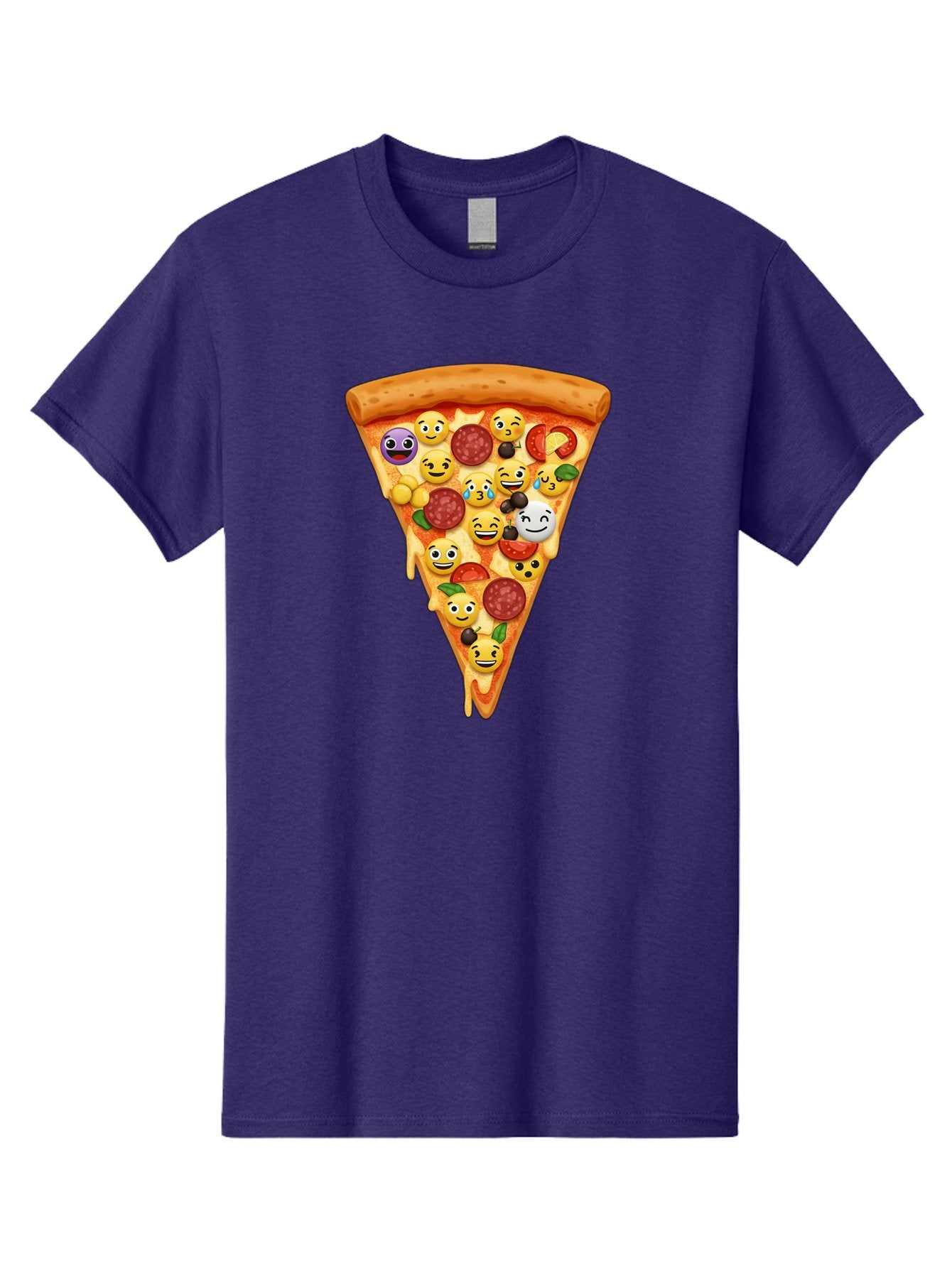 Pizza-Slice-35 Men'S Graphic Tee, 100% Cotton, Comfortable Casual Summer Wear, Machine Washable, Pizza Slice, Emoji Toppings, Pepperoni, Black Olives, Melted Cheese, Funny Emojis, Cartoon Pizza, Tasty Pizza, Foodie Fun, Pizza Love, Bac297