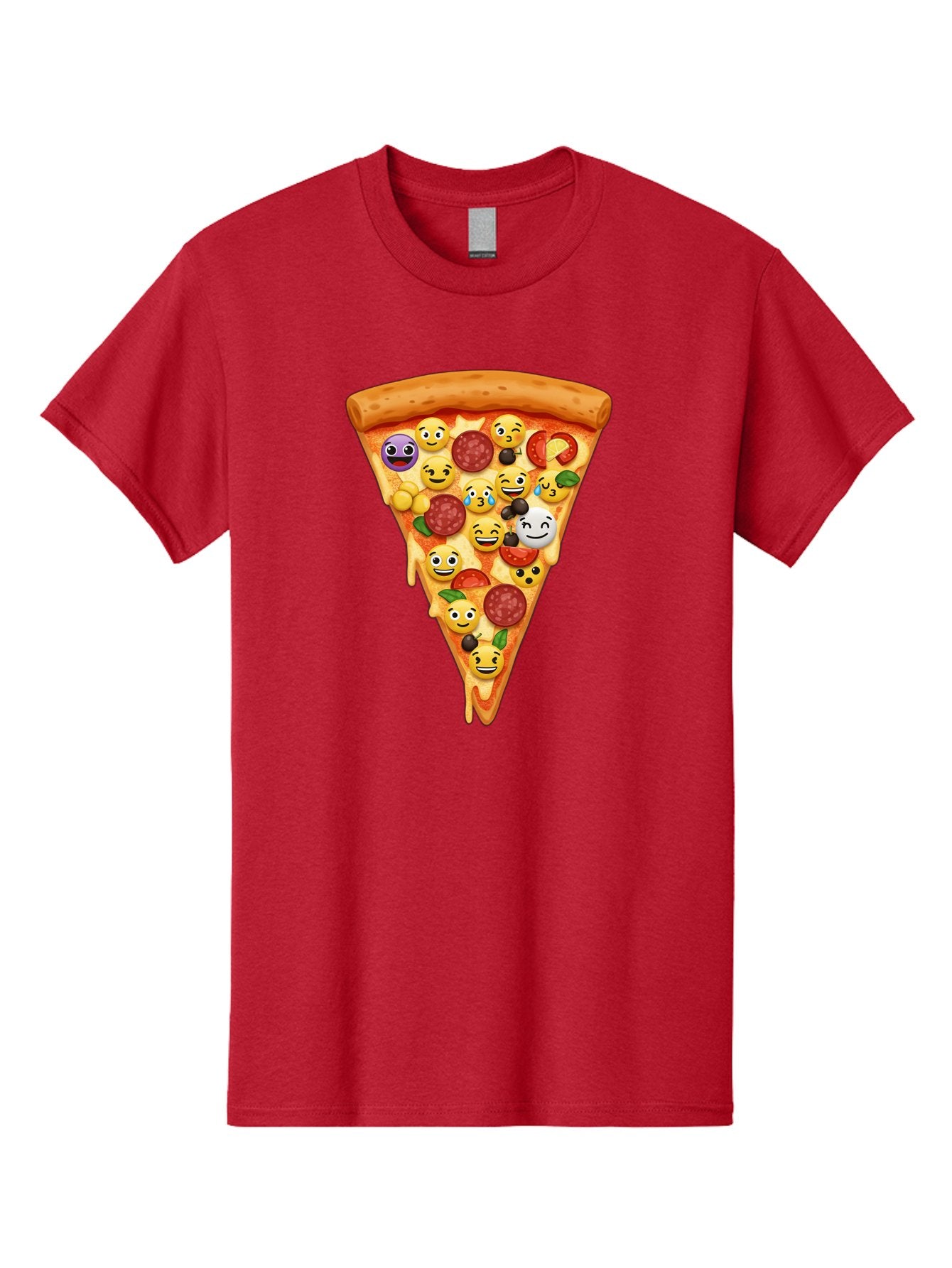 Pizza-Slice-35 Men'S Graphic Tee, 100% Cotton, Comfortable Casual Summer Wear, Machine Washable, Pizza Slice, Emoji Toppings, Pepperoni, Black Olives, Melted Cheese, Funny Emojis, Cartoon Pizza, Tasty Pizza, Foodie Fun, Pizza Love, Bac297 15