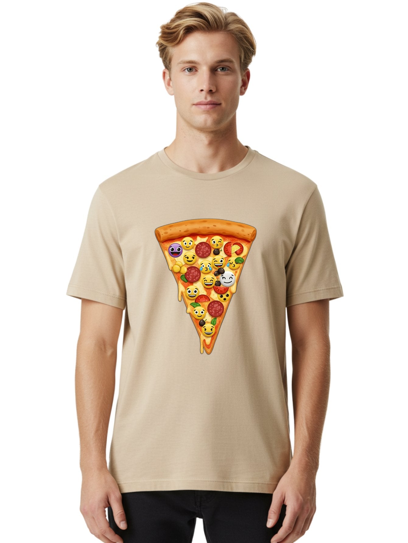 Pizza-Slice-35 Men'S Graphic Tee, 100% Cotton, Comfortable Casual Summer Wear, Machine Washable, Pizza Slice, Emoji Toppings, Pepperoni, Black Olives, Melted Cheese, Funny Emojis, Cartoon Pizza, Tasty Pizza, Foodie Fun, Pizza Love, Bac297 28