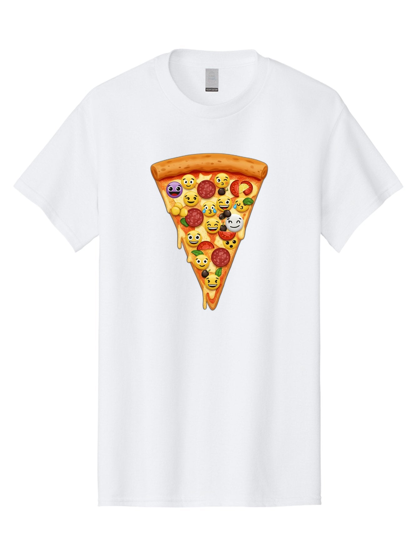Pizza-Slice-35 Men'S Graphic Tee, 100% Cotton, Comfortable Casual Summer Wear, Machine Washable, Pizza Slice, Emoji Toppings, Pepperoni, Black Olives, Melted Cheese, Funny Emojis, Cartoon Pizza, Tasty Pizza, Foodie Fun, Pizza Love, Bac297 6
