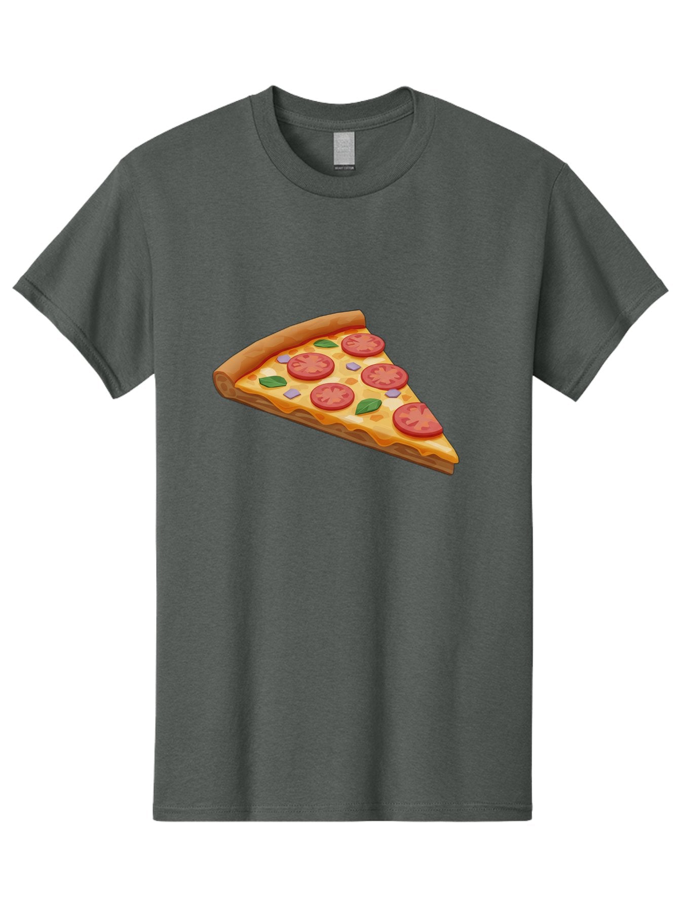 Pizza-Slice-4 Men'S Graphic Tee, 100% Cotton, Comfortable Casual Summer Wear, Machine Washable, Pizza Slice, Tomato Slices, Basil Leaves, Garlic, Melted Cheese, Crispy Crust, Italian Cuisine, Delicious Food, Savory Flavors Bac298 4