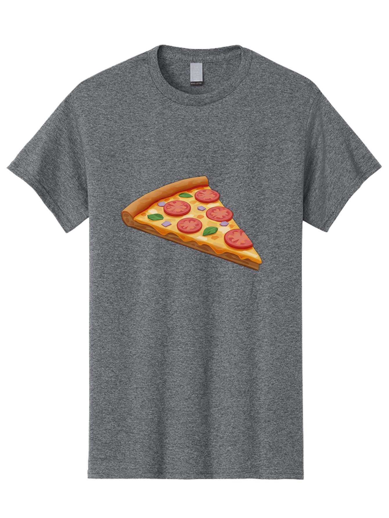 Pizza-Slice-4 Men'S Graphic Tee, 100% Cotton, Comfortable Casual Summer Wear, Machine Washable, Pizza Slice, Tomato Slices, Basil Leaves, Garlic, Melted Cheese, Crispy Crust, Italian Cuisine, Delicious Food, Savory Flavors Bac298 5