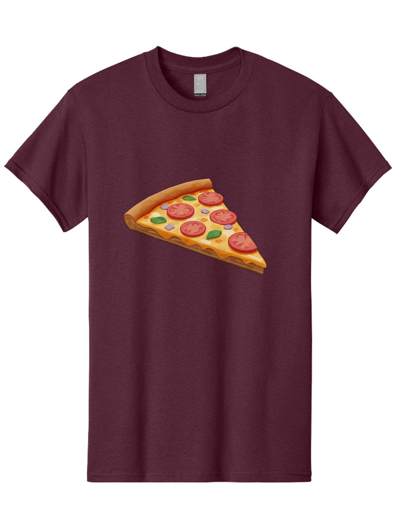 Pizza-Slice-4 Men'S Graphic Tee, 100% Cotton, Comfortable Casual Summer Wear, Machine Washable, Pizza Slice, Tomato Slices, Basil Leaves, Garlic, Melted Cheese, Crispy Crust, Italian Cuisine, Delicious Food, Savory Flavors Bac298 12