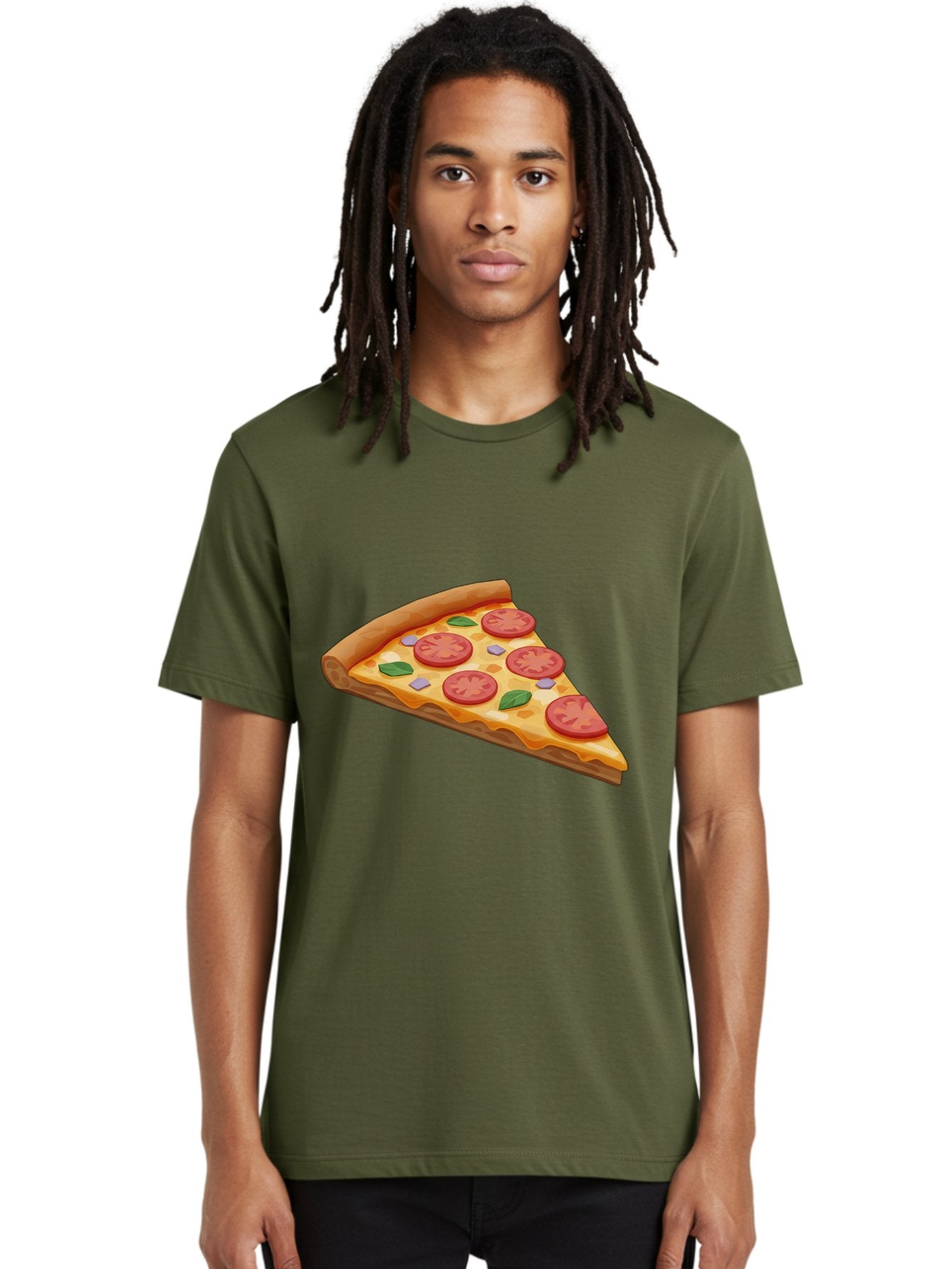 Pizza-Slice-4 Men'S Graphic Tee, 100% Cotton, Comfortable Casual Summer Wear, Machine Washable, Pizza Slice, Tomato Slices, Basil Leaves, Garlic, Melted Cheese, Crispy Crust, Italian Cuisine, Delicious Food, Savory Flavors Bac298 17