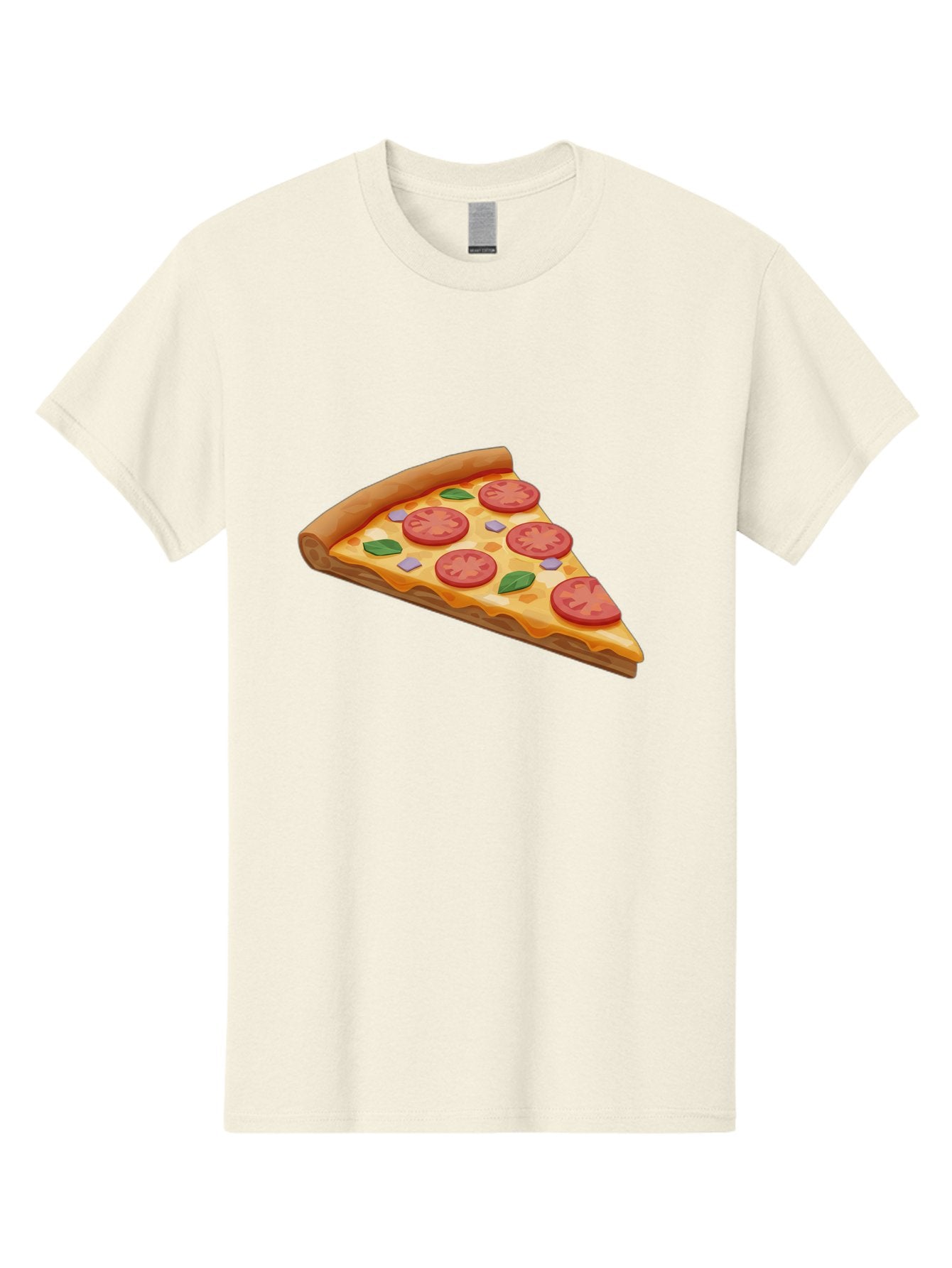 Pizza-Slice-4 Men'S Graphic Tee, 100% Cotton, Comfortable Casual Summer Wear, Machine Washable, Pizza Slice, Tomato Slices, Basil Leaves, Garlic, Melted Cheese, Crispy Crust, Italian Cuisine, Delicious Food, Savory Flavors Bac298 6