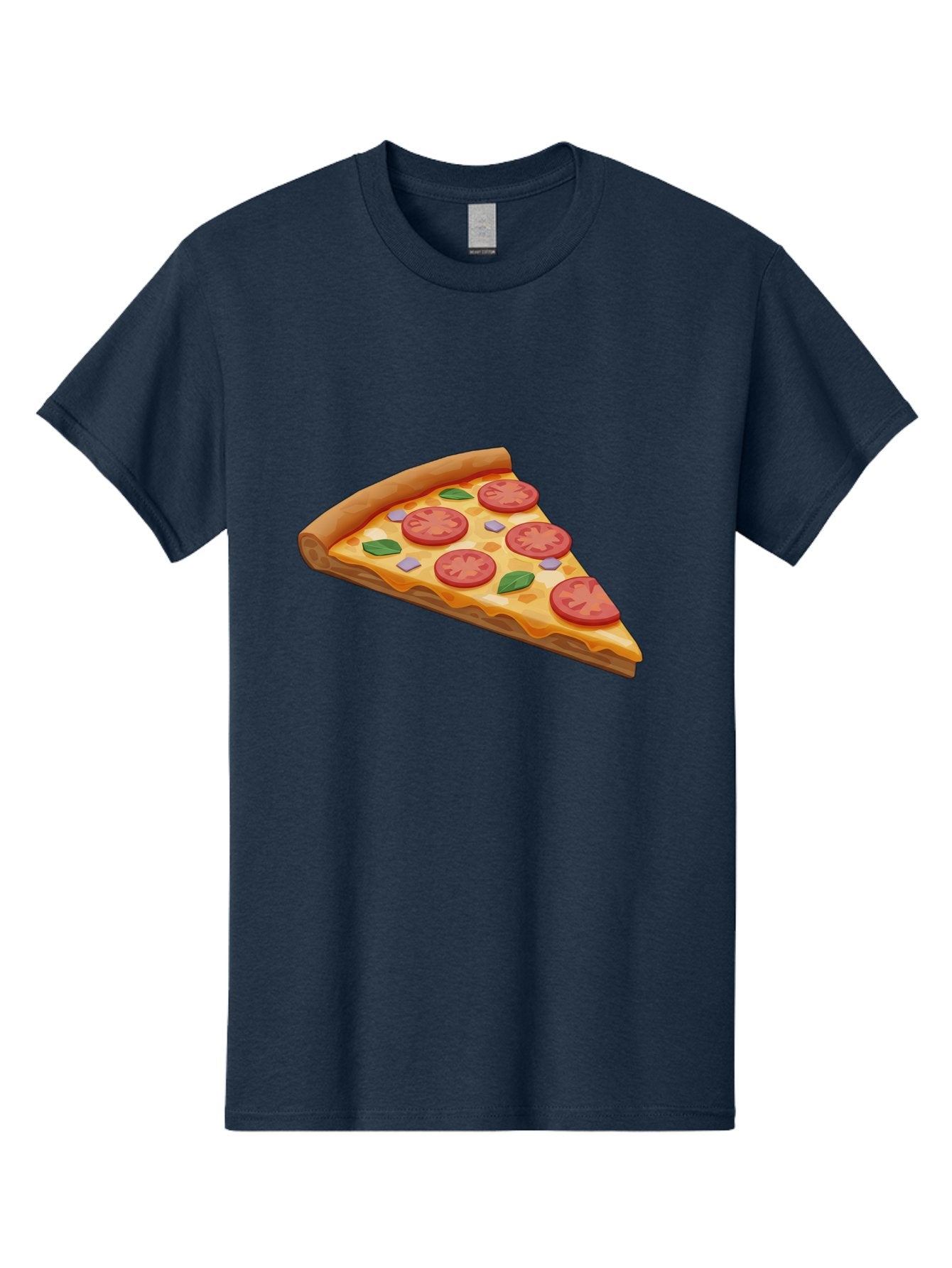 Pizza-Slice-4 Men'S Graphic Tee, 100% Cotton, Comfortable Casual Summer Wear, Machine Washable, Pizza Slice, Tomato Slices, Basil Leaves, Garlic, Melted Cheese, Crispy Crust, Italian Cuisine, Delicious Food, Savory Flavors Bac298 7