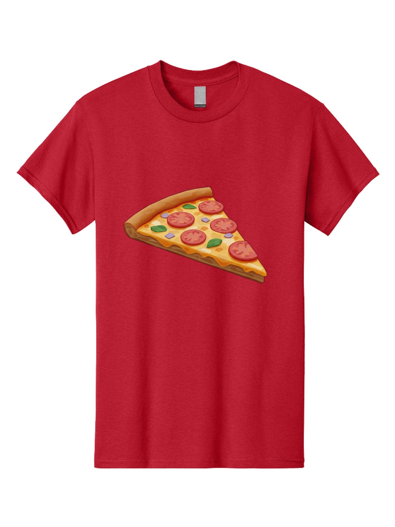 Pizza-Slice-4 Men'S Graphic Tee, 100% Cotton, Comfortable Casual Summer Wear, Machine Washable, Pizza Slice, Tomato Slices, Basil Leaves, Garlic, Melted Cheese, Crispy Crust, Italian Cuisine, Delicious Food, Savory Flavors Bac298 3