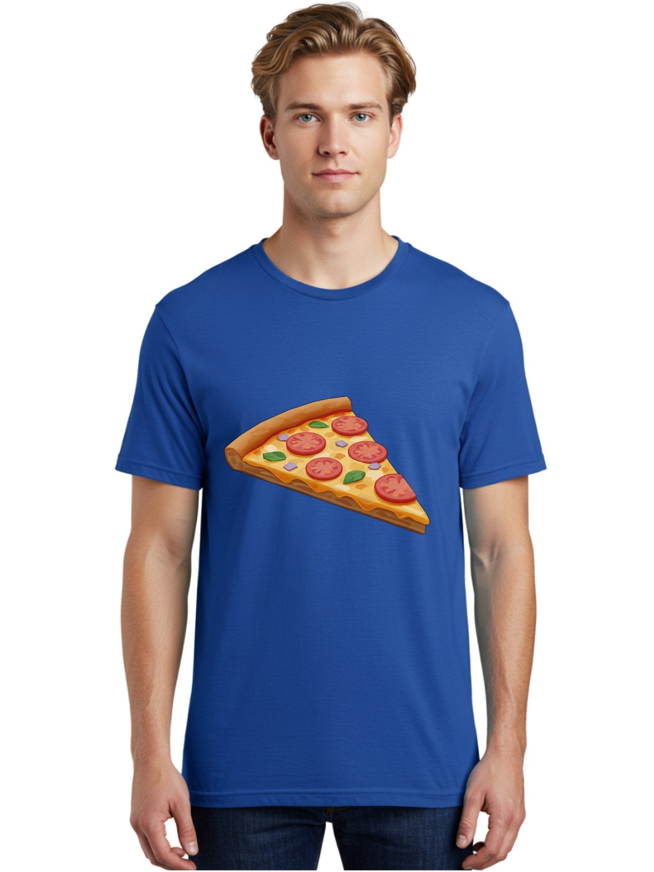 Pizza-Slice-4 Men'S Graphic Tee, 100% Cotton, Comfortable Casual Summer Wear, Machine Washable, Pizza Slice, Tomato Slices, Basil Leaves, Garlic, Melted Cheese, Crispy Crust, Italian Cuisine, Delicious Food, Savory Flavors Bac298 25