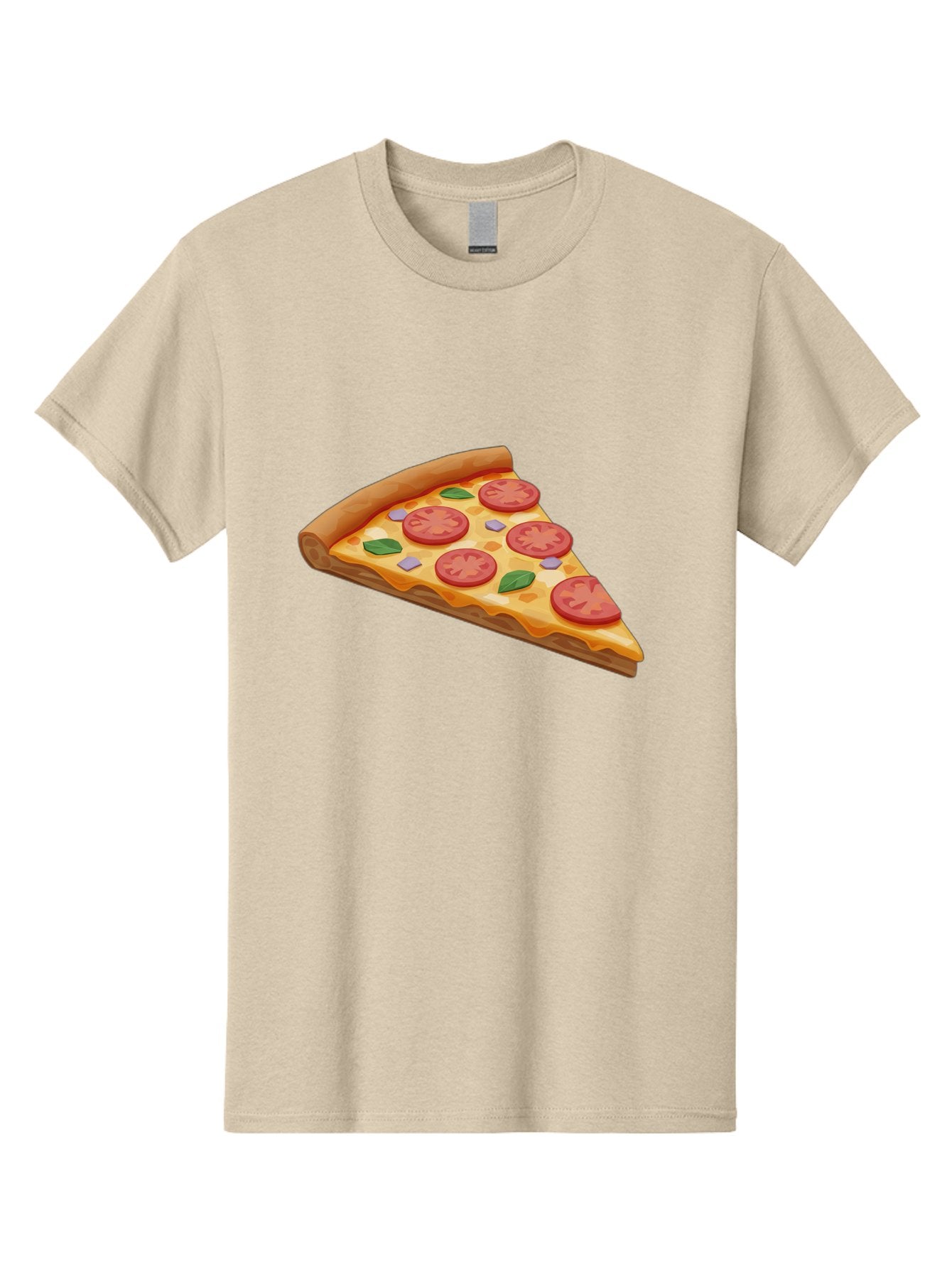 Pizza-Slice-4 Men'S Graphic Tee, 100% Cotton, Comfortable Casual Summer Wear, Machine Washable, Pizza Slice, Tomato Slices, Basil Leaves, Garlic, Melted Cheese, Crispy Crust, Italian Cuisine, Delicious Food, Savory Flavors Bac298 11