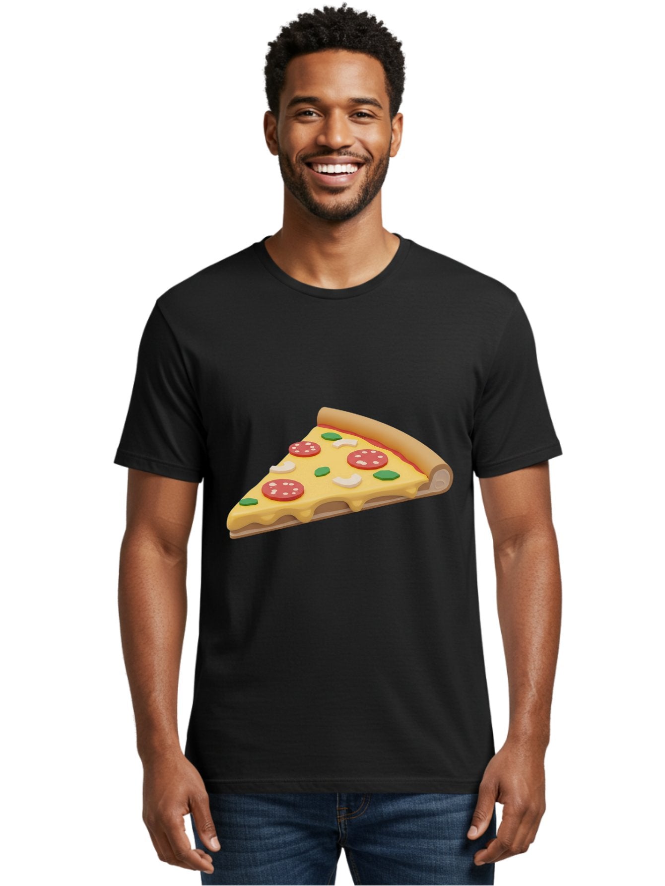 Pizza-Slice-5 Men'S Graphic Tee, 100% Cotton, Comfortable Casual Summer Wear, Machine Washable, Pizza Slice, Pepperoni Pizza, Melted Cheese, Green Peppers, White Onions, Italian Food, Dinner Ideas, Food Graphics, 3D Illustration, Pizza Topping Bac299 17